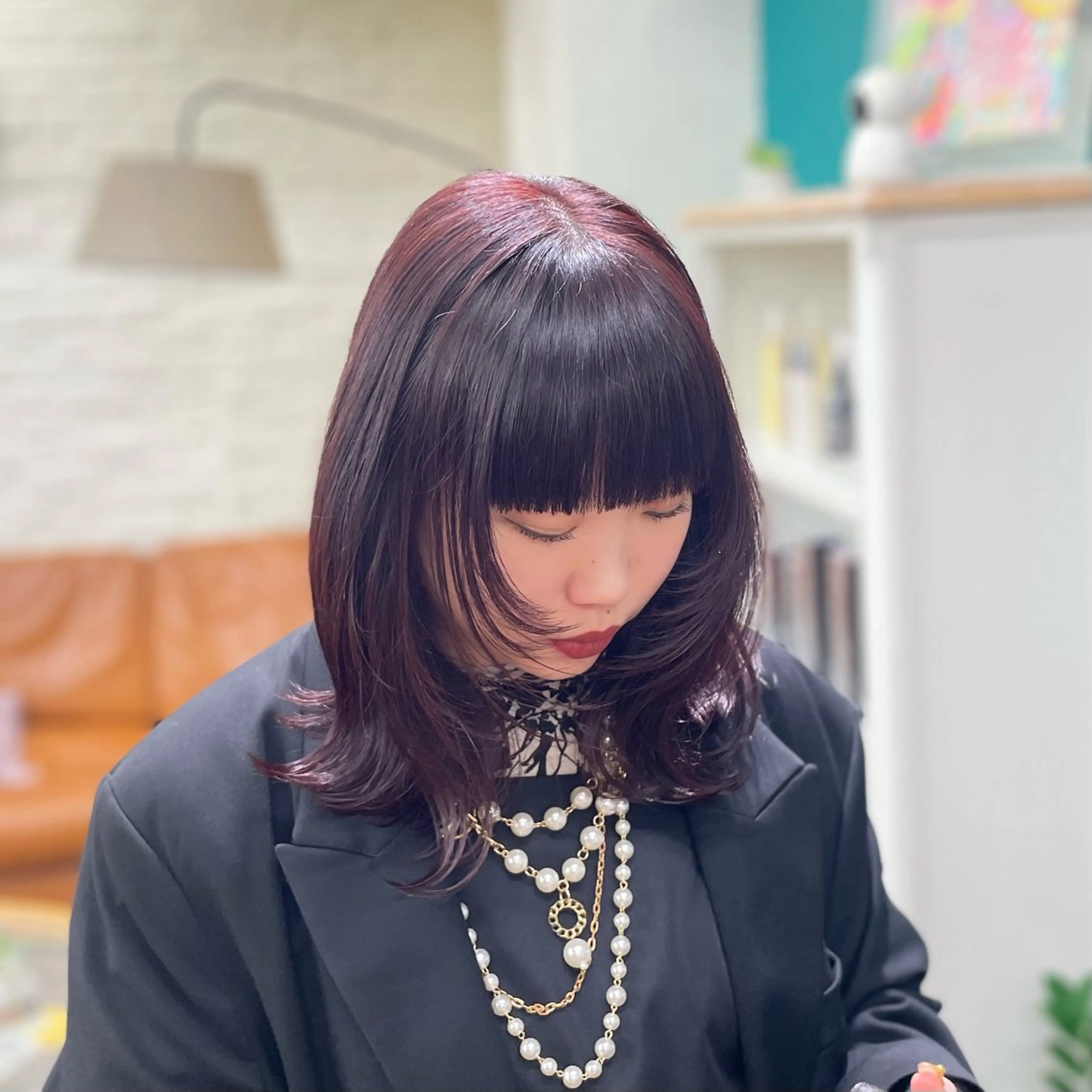 ミディアム カラー カット ヘアカラー トリートメント 🎀ときの/髪質改善 透けｯ暖色カラー🪞のヘアスタイル