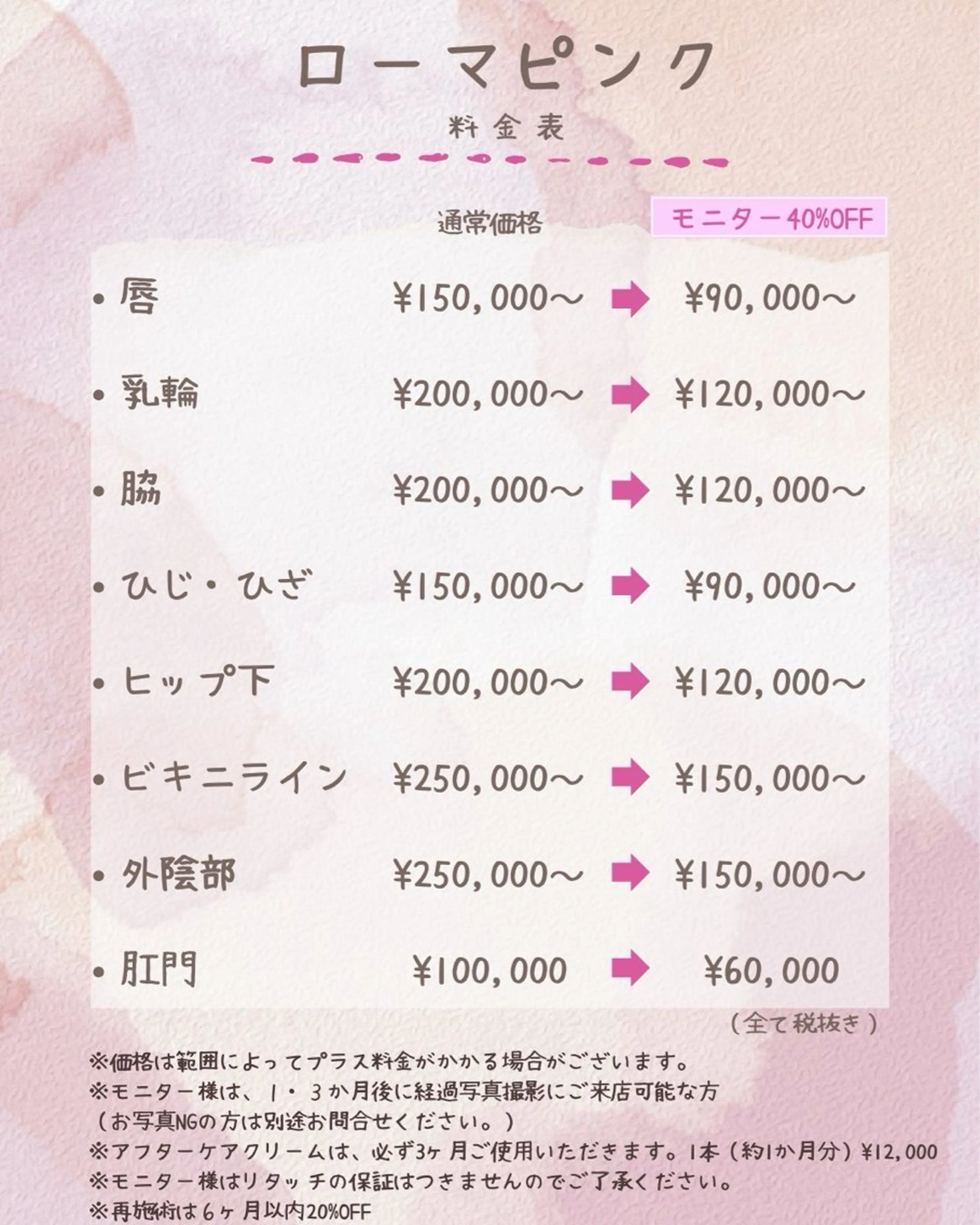 ローマピンクデリケートゾーン（VI）最安値確約！★施術モデル様は最大70%OFFの写真