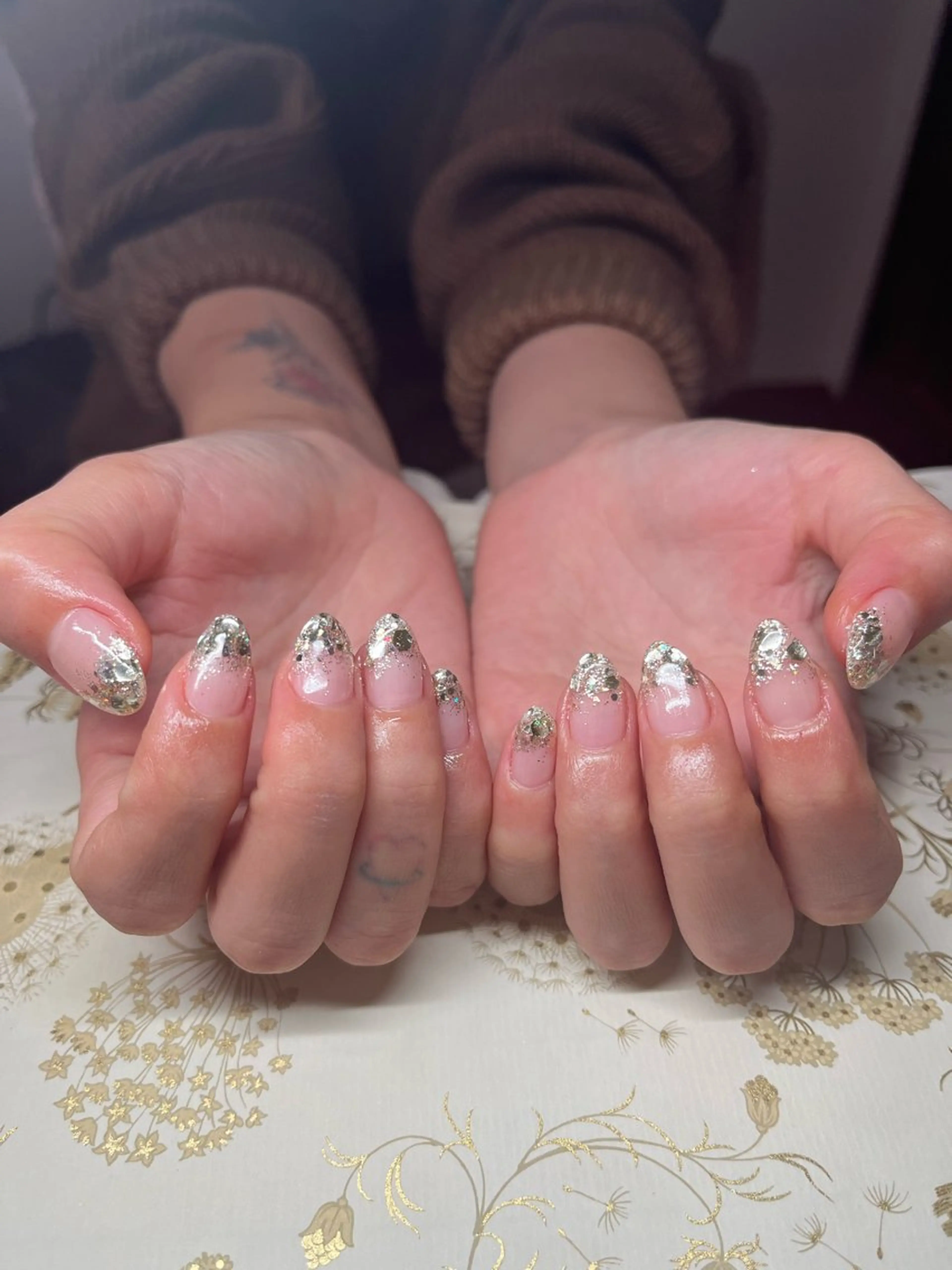 ネイル クリアネイル グラデーション ホログラムネイル キラキラネイル ラメ(グリッター) ハンドネイル miel nailのネイルデザイン