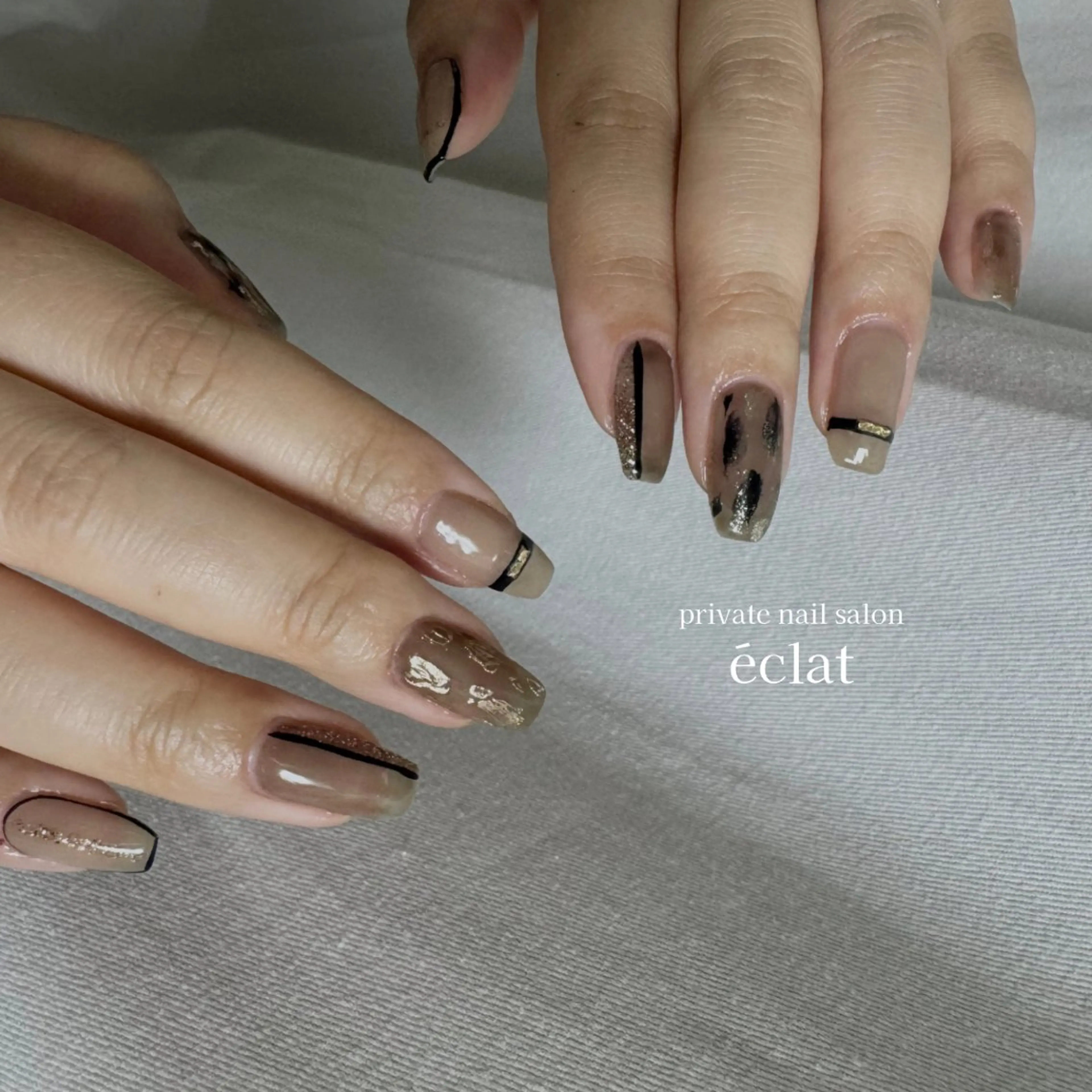 ネイル アニマル柄 持ち込み ニュアンスネイル nailsalon éclatのネイルデザイン