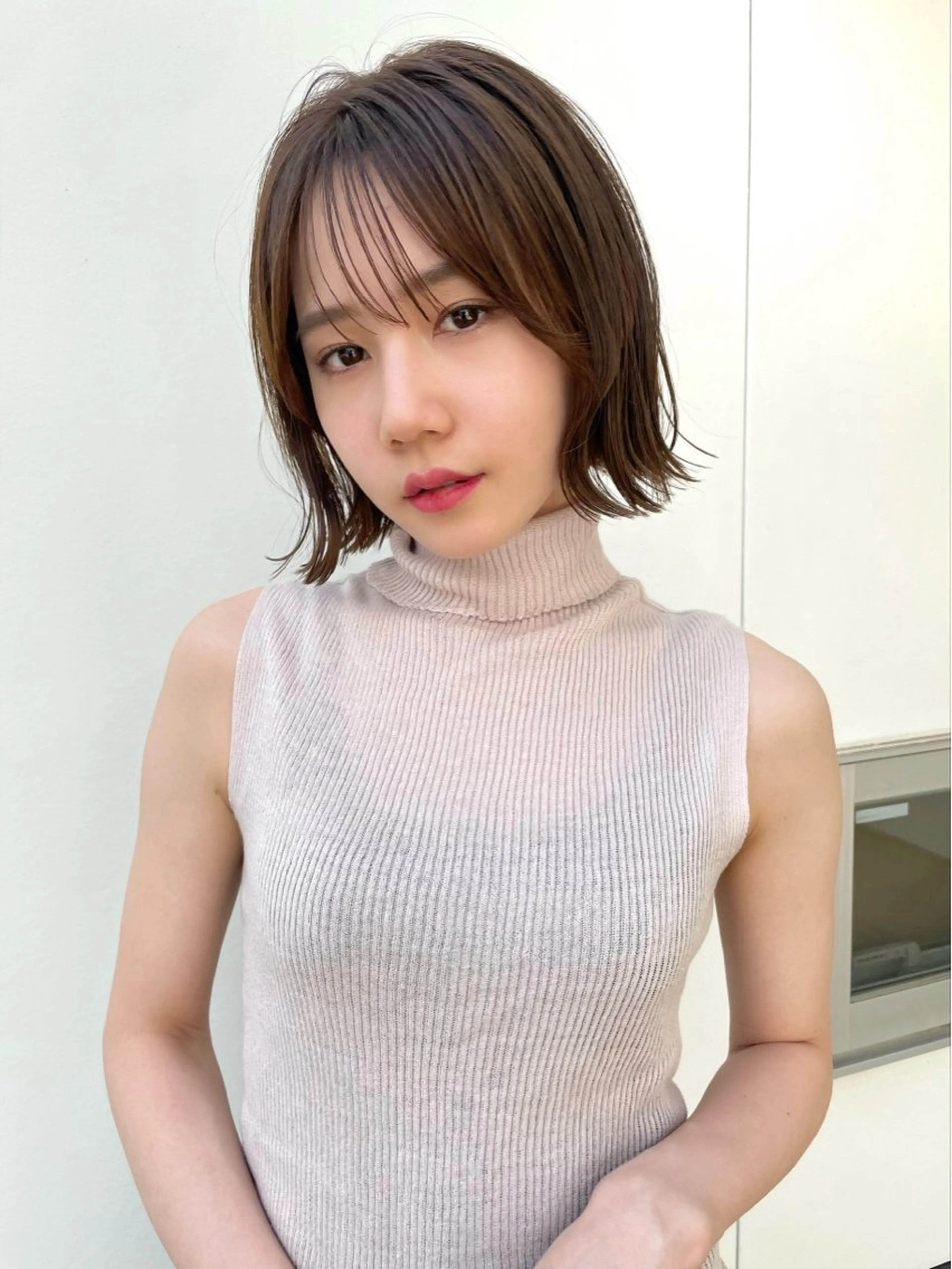 ショート カラー 切りっぱなしボブ ボブレイヤー ボブ くびれヘア 顔まわりレイヤー カット ヘアカラー 結べるレイヤーボブ くびれLady表参道のヘアスタイル