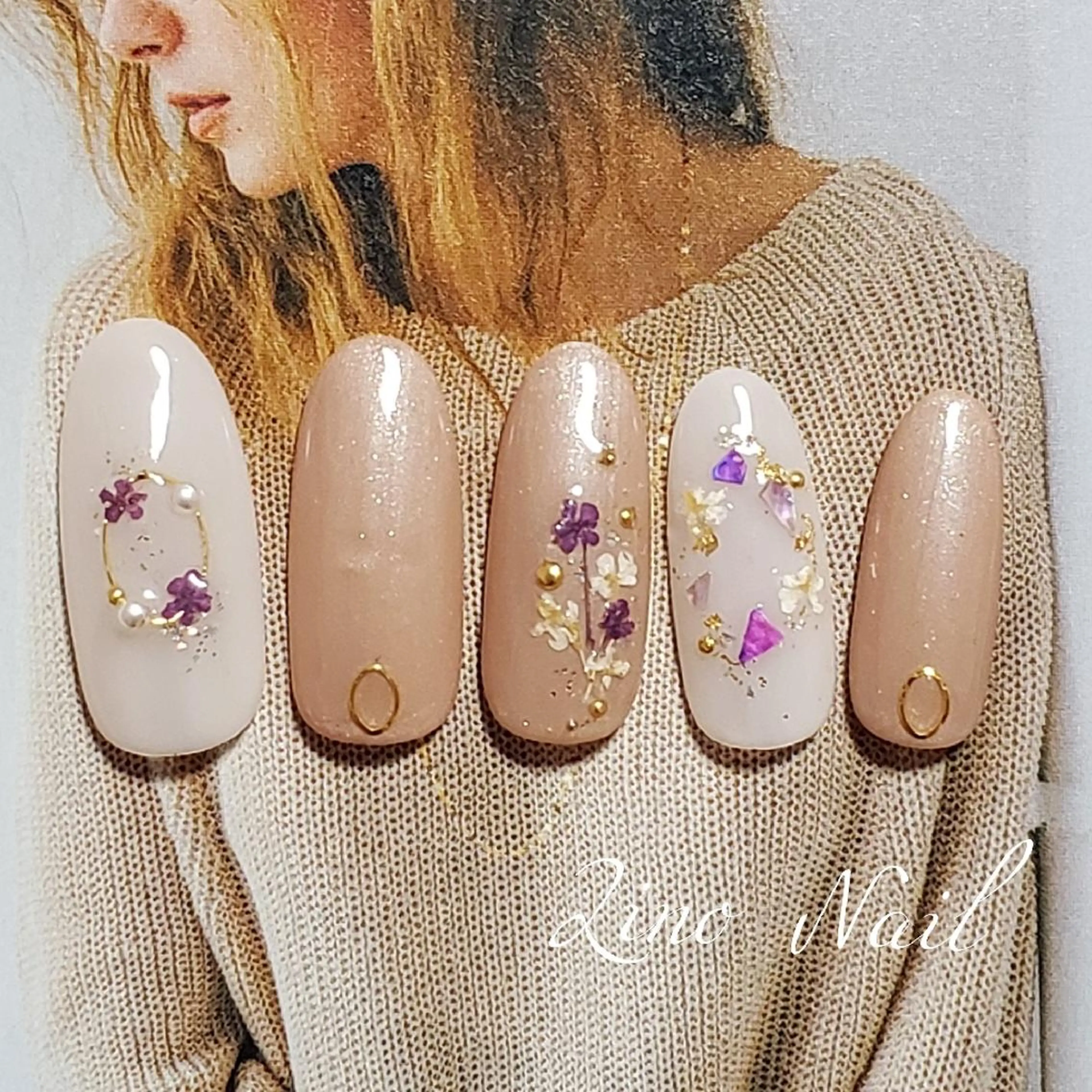 ネイル フラワーネイル ジェルネイル ニュアンスネイル パラジェル Lino Nailのネイルデザイン