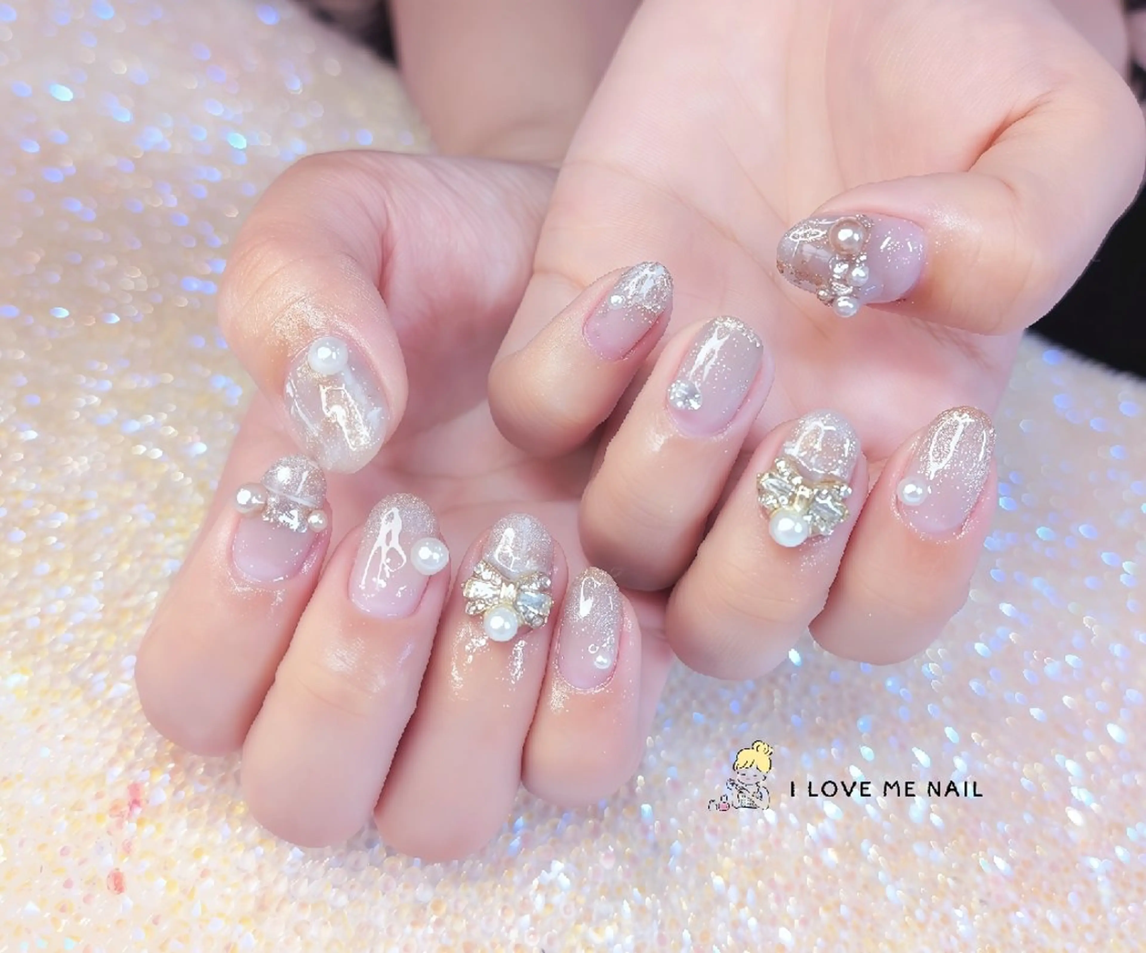 ネイル 長さ出し ハート 韓国ネイル マグネットネイル ニュアンスネイル ハンドネイル I LOVE ME  NAIL.｡.:*♡のネイルデザイン