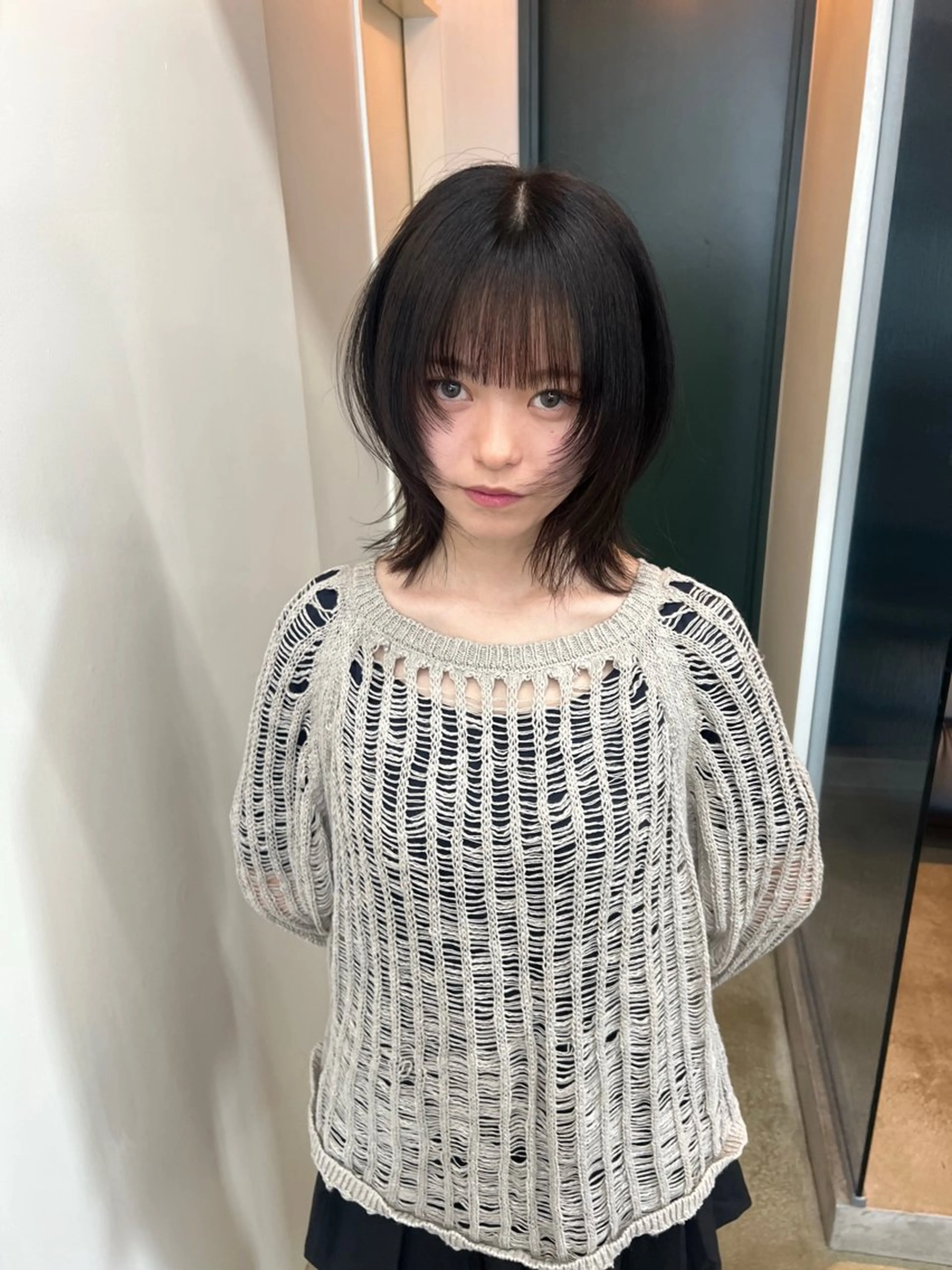 ミディアム カラー 縮毛矯正 ハイトーンカラー/ さらさのヘアスタイル