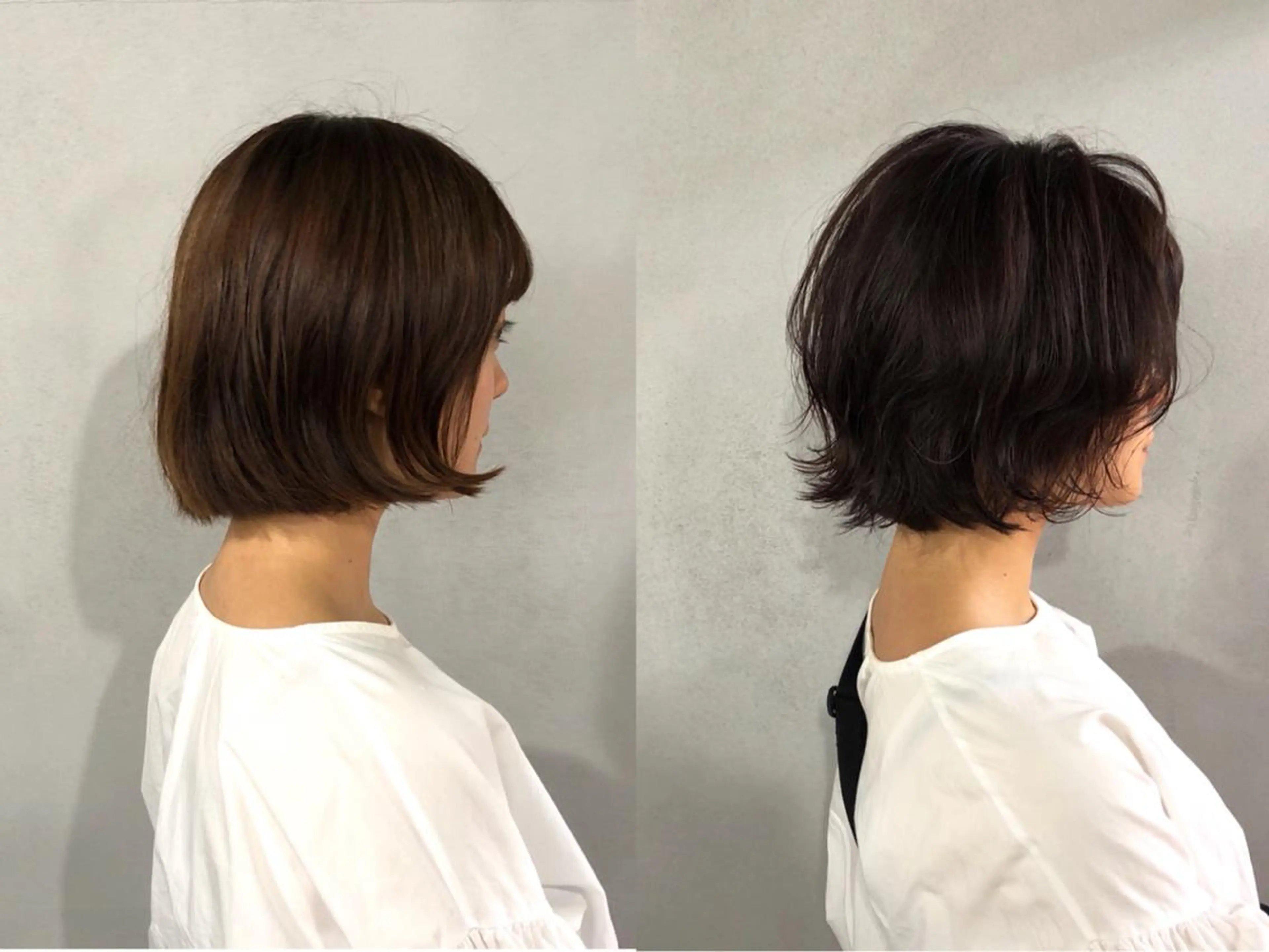 ショート カラー 切りっぱなしボブ ボブ 外ハネヘア カット ヘアカラー トリートメント ボブ/ショート/ 白髪染め/メンズ葛西のヘアスタイル