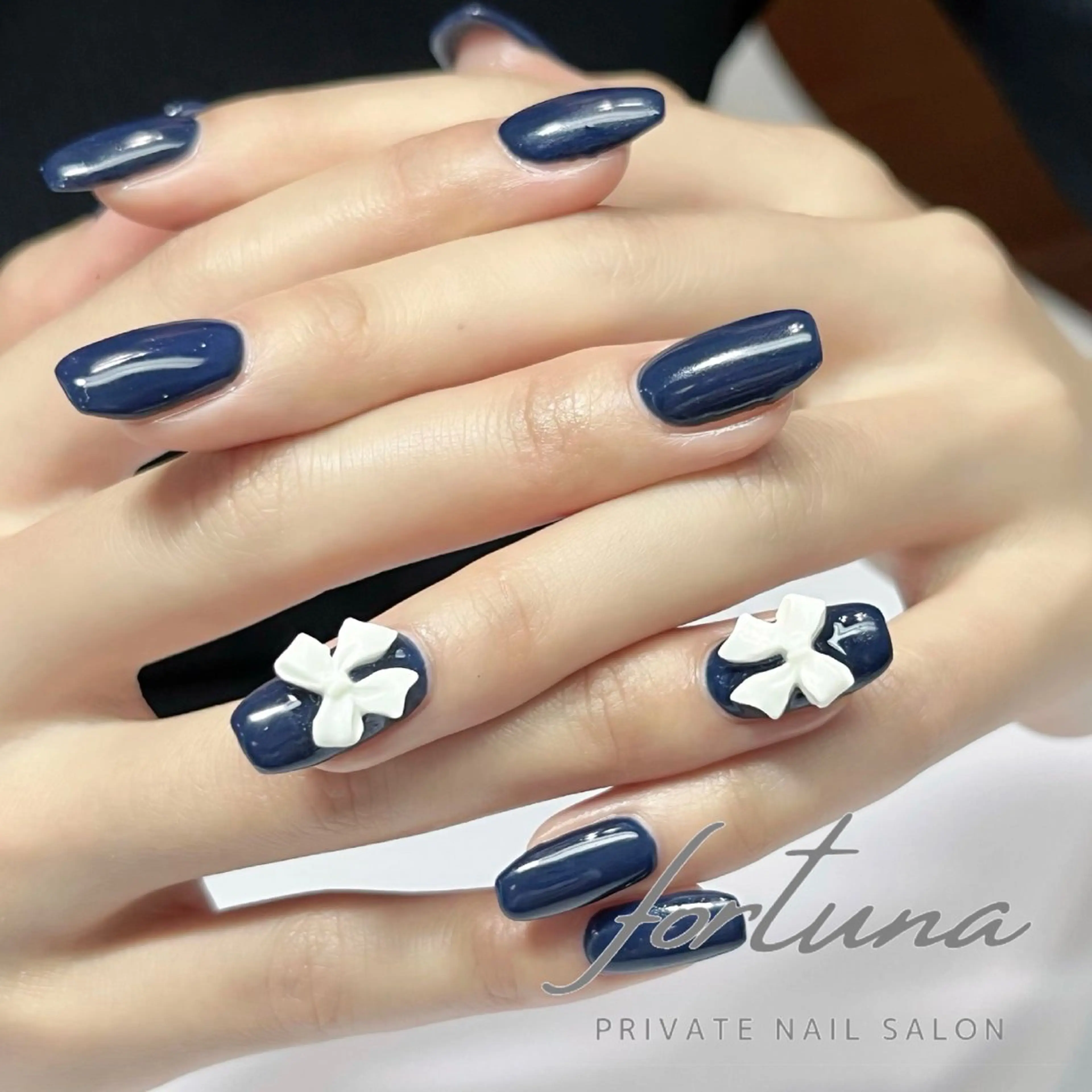 ネイル ジェルネイル ワンカラーネイル パラジェル リボン ハンドネイル fortuna 武藤裕美のネイルデザイン