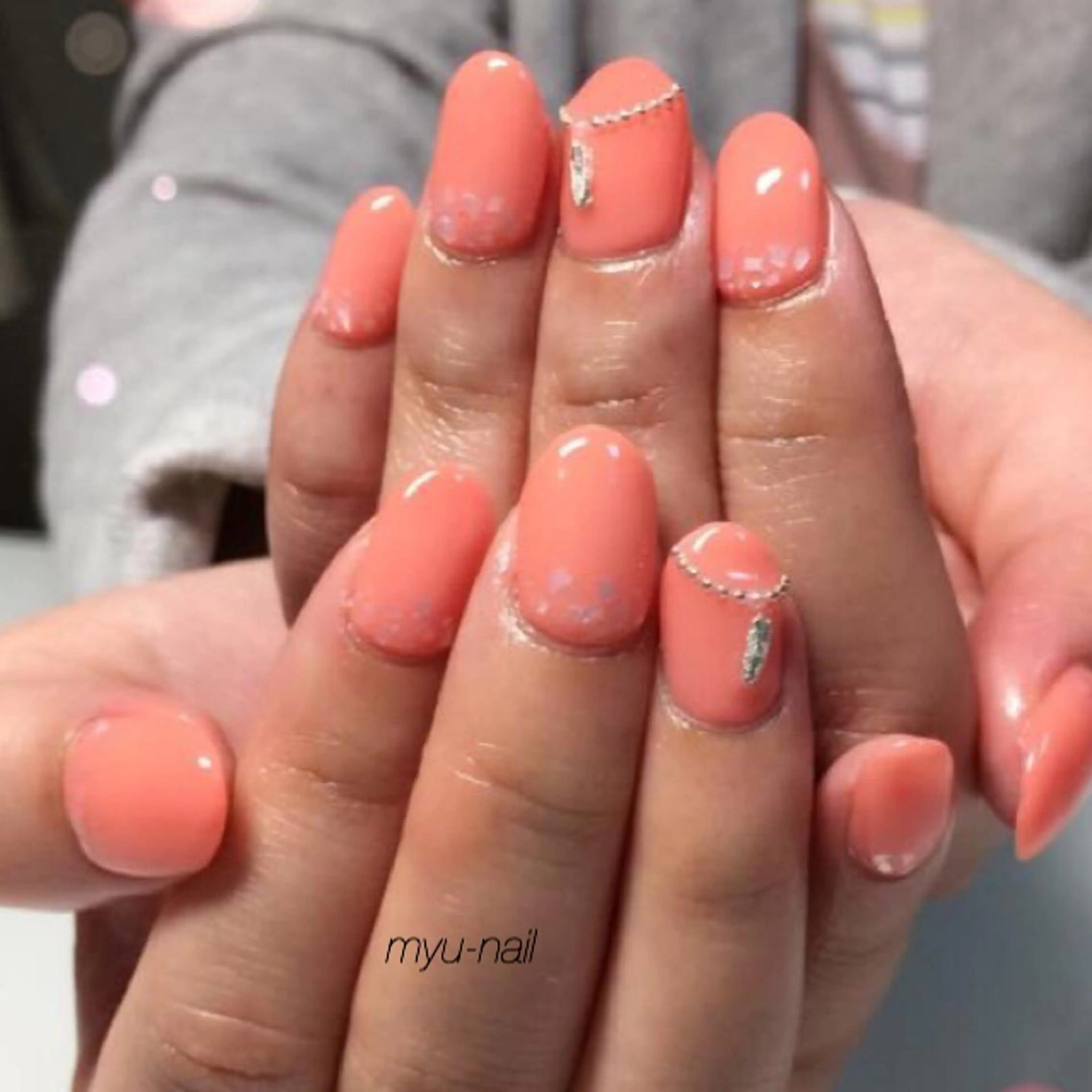 ネイル オレンジ シンプルネイル ホームサロン myu-nailのネイルデザイン