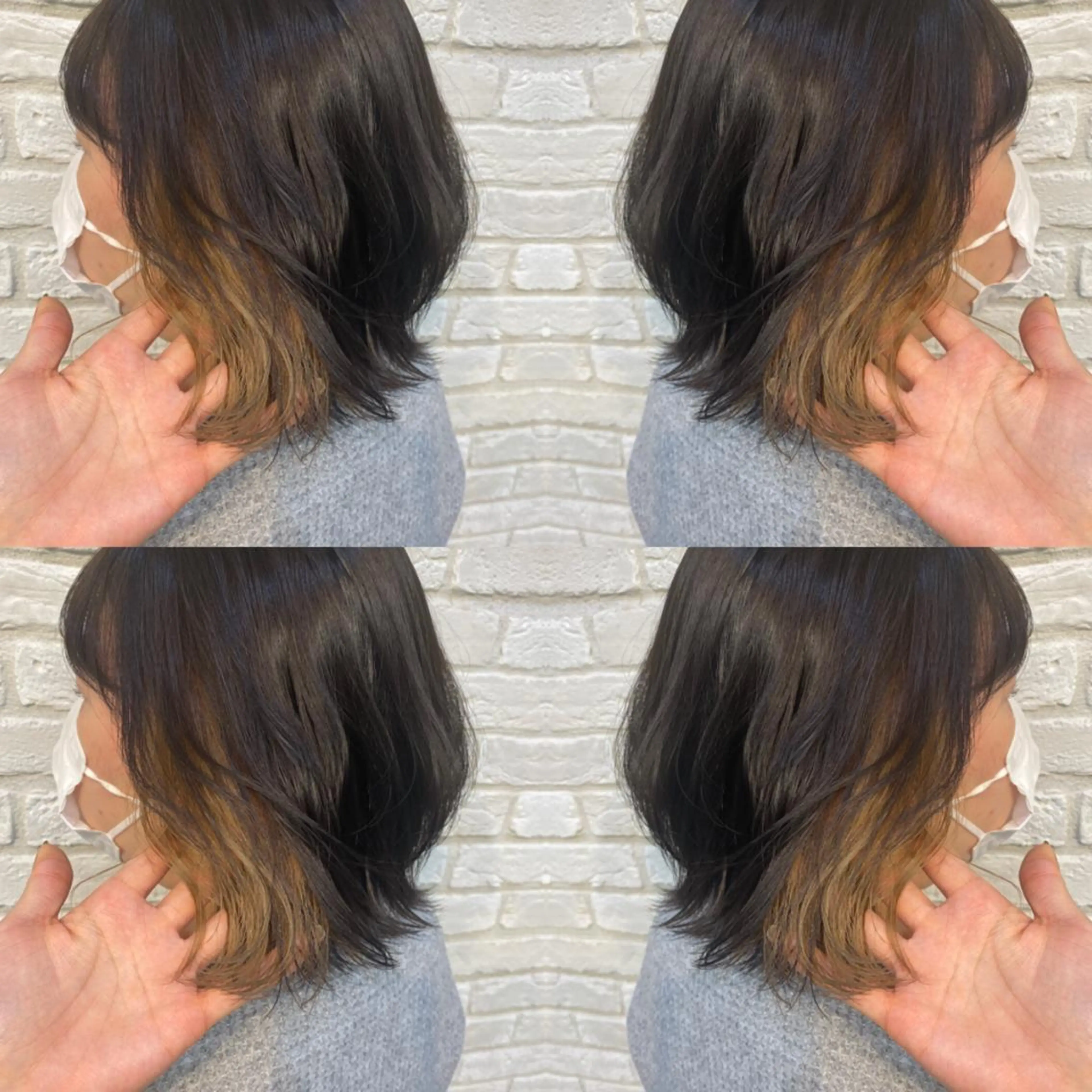 ミディアム ミストバング ヘアカラー ココロ☀️ CLUTCH天王寺店のヘアスタイル