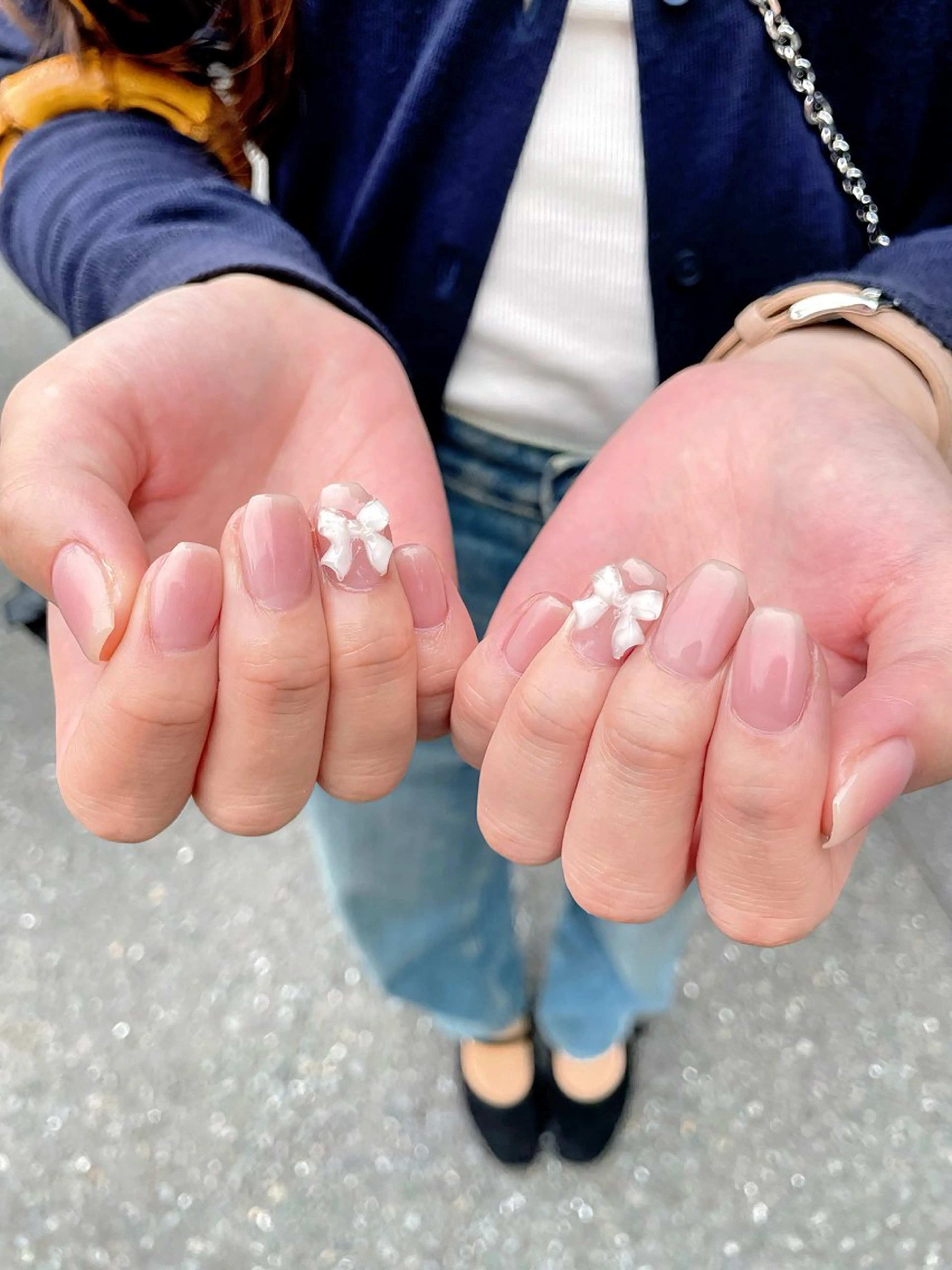 ネイル オーロラネイル チークネイル ハート ミラーネイル リボン ハンドネイル 🫧OPELIA NAIL渋谷🫧のネイルデザイン