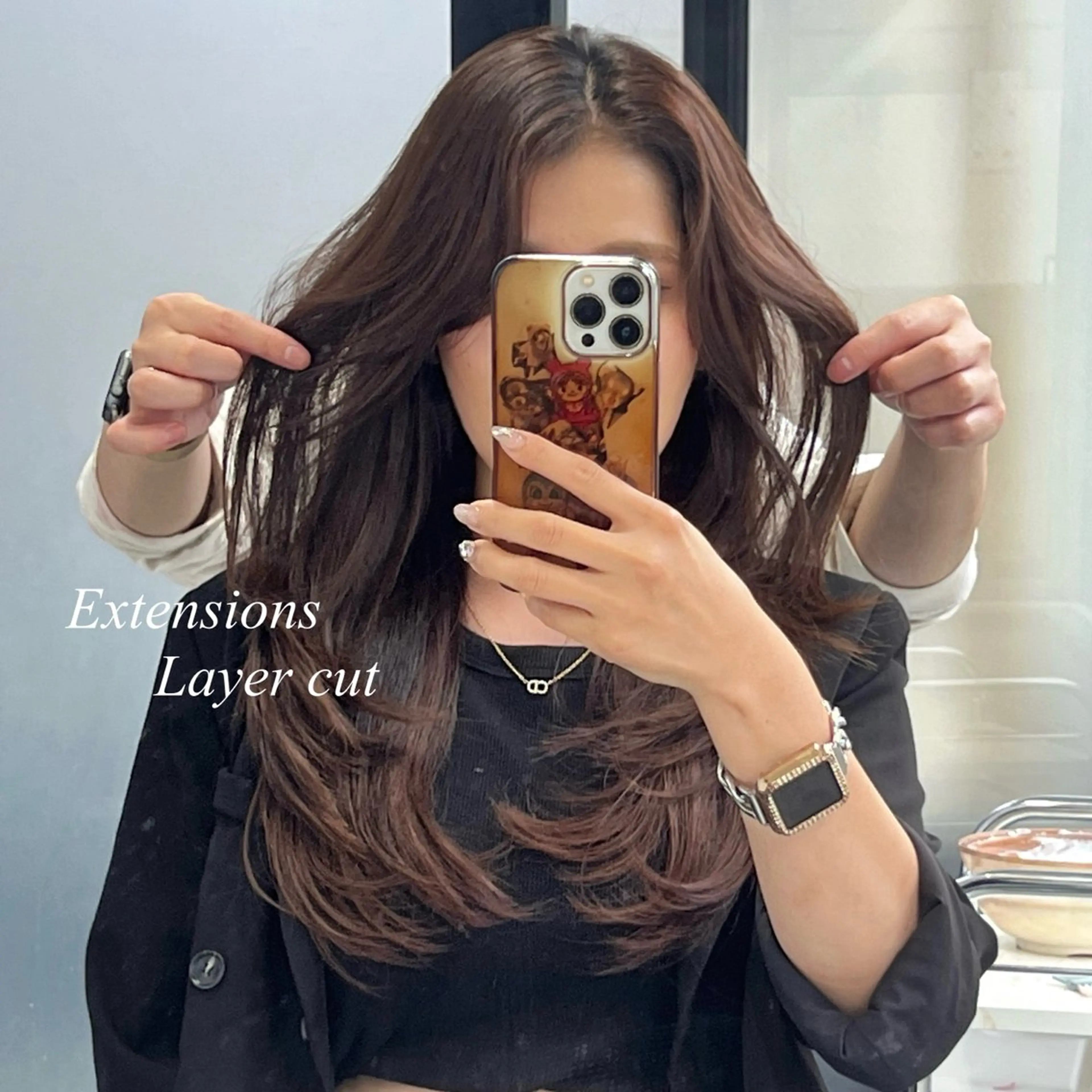 ロング シールエクステ エクステ エクステ シールエクステ特化 ハイトーン、NANAのヘアスタイル