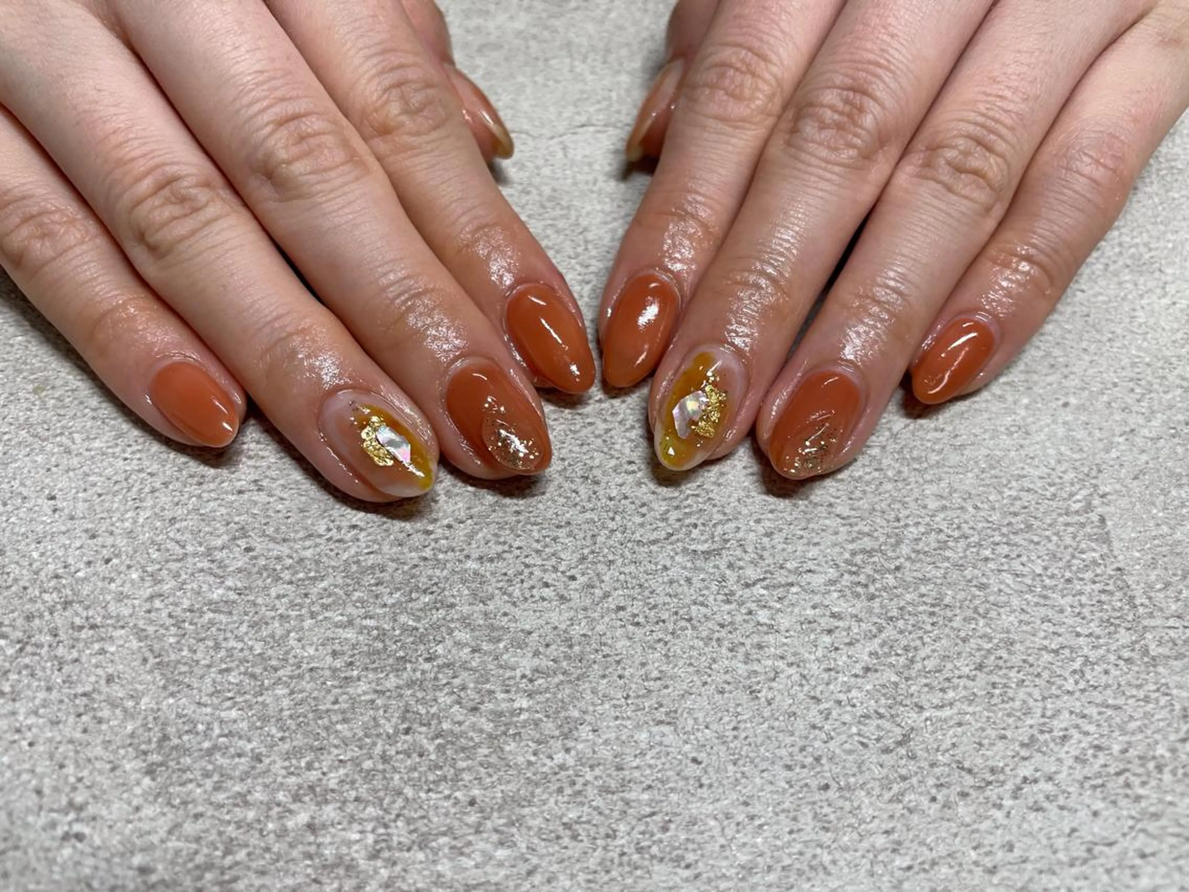 ネイル オレンジ Mogu nail 二子玉川のネイルデザイン