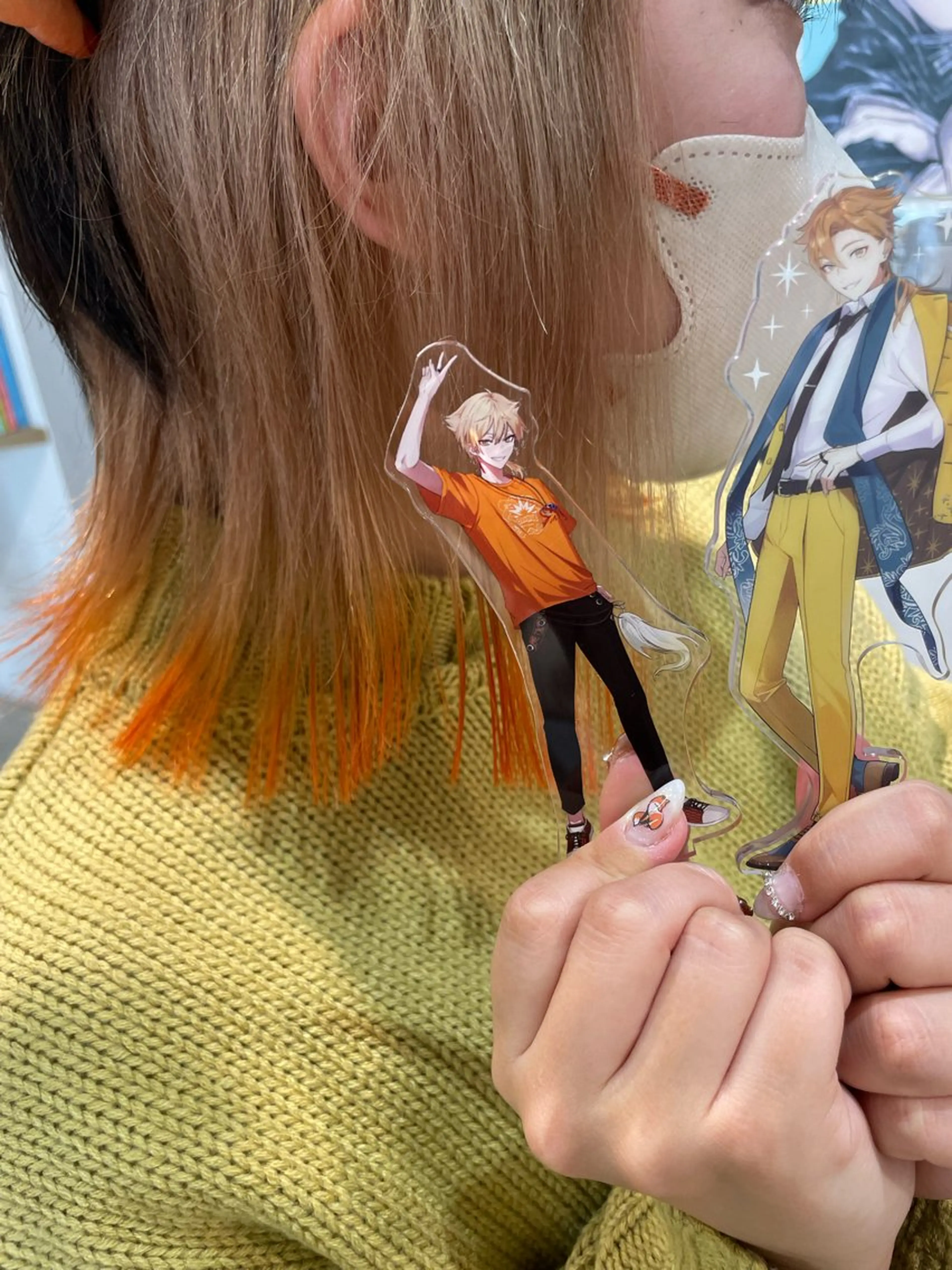 ミディアム カラー ベージュカラー インナーカラー オレンジ ヘアカラー インナーカラー/推し ウルフ/アニメカラーのヘアスタイル