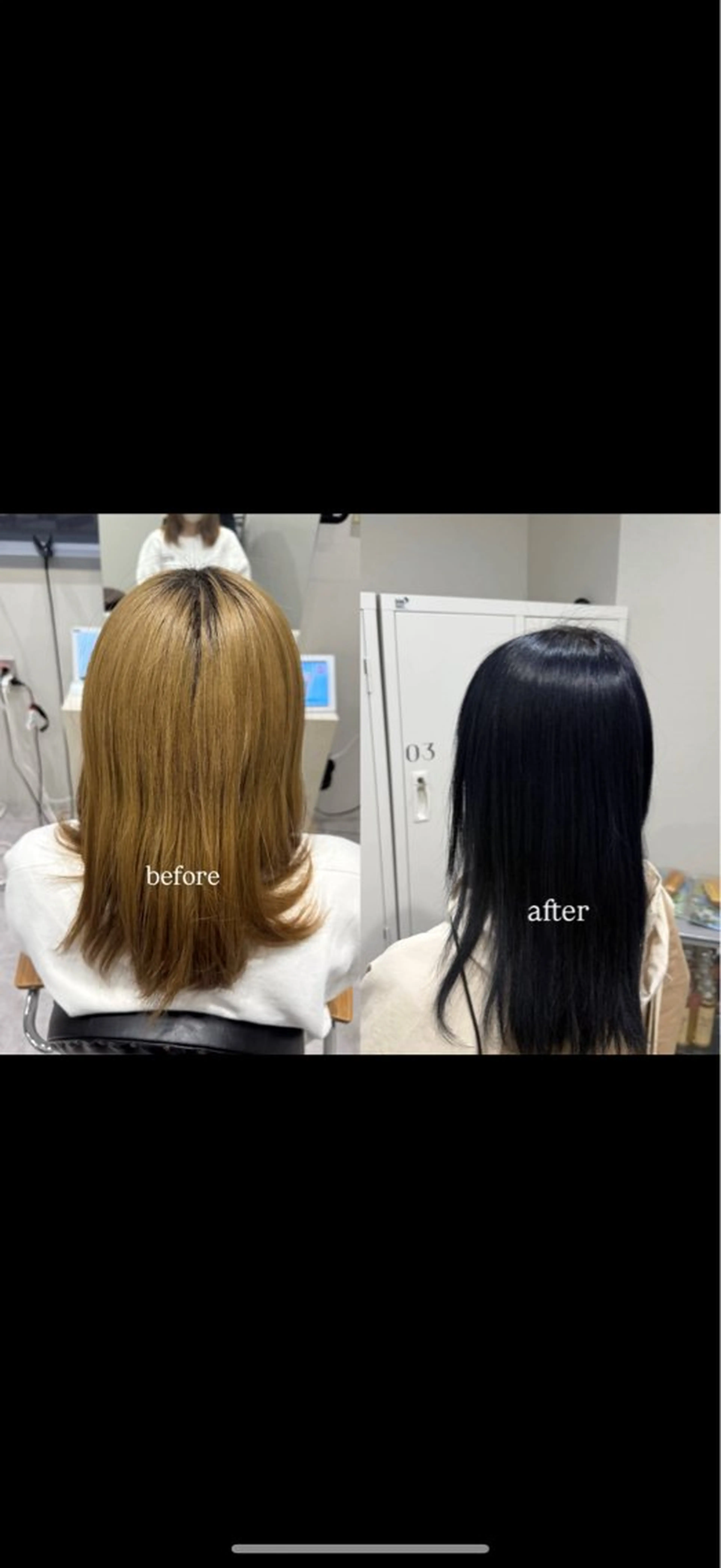 ロング カラー 黒髪 ブルーカラー ブルーブラック soyon 心斎橋店のヘアスタイル