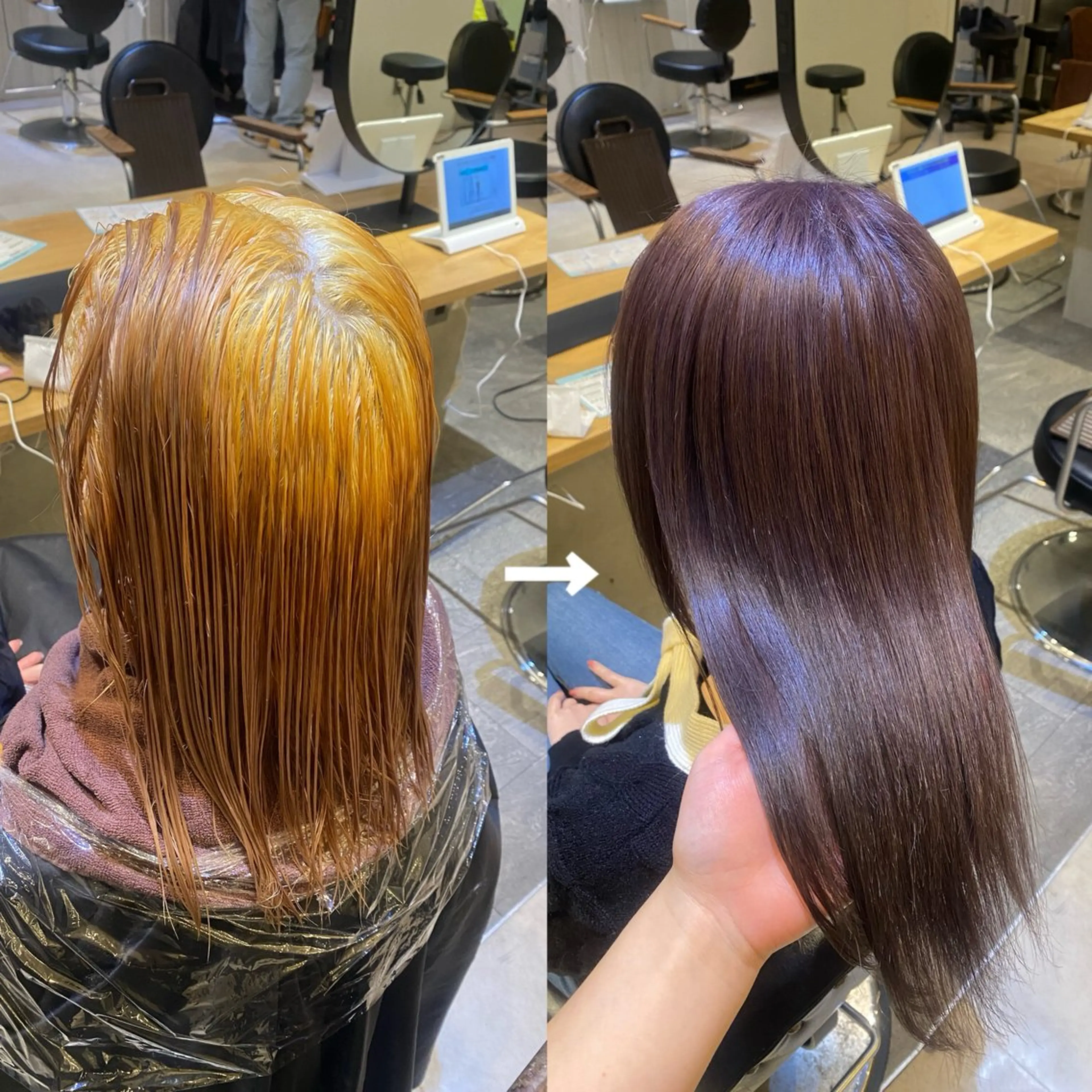 ミディアム カラー 髪質改善＆トリートメント over hair所沢店所属・韓国風/レイヤー/ 𝑵𝒂𝒏𝒂🩶のヘアスタイル