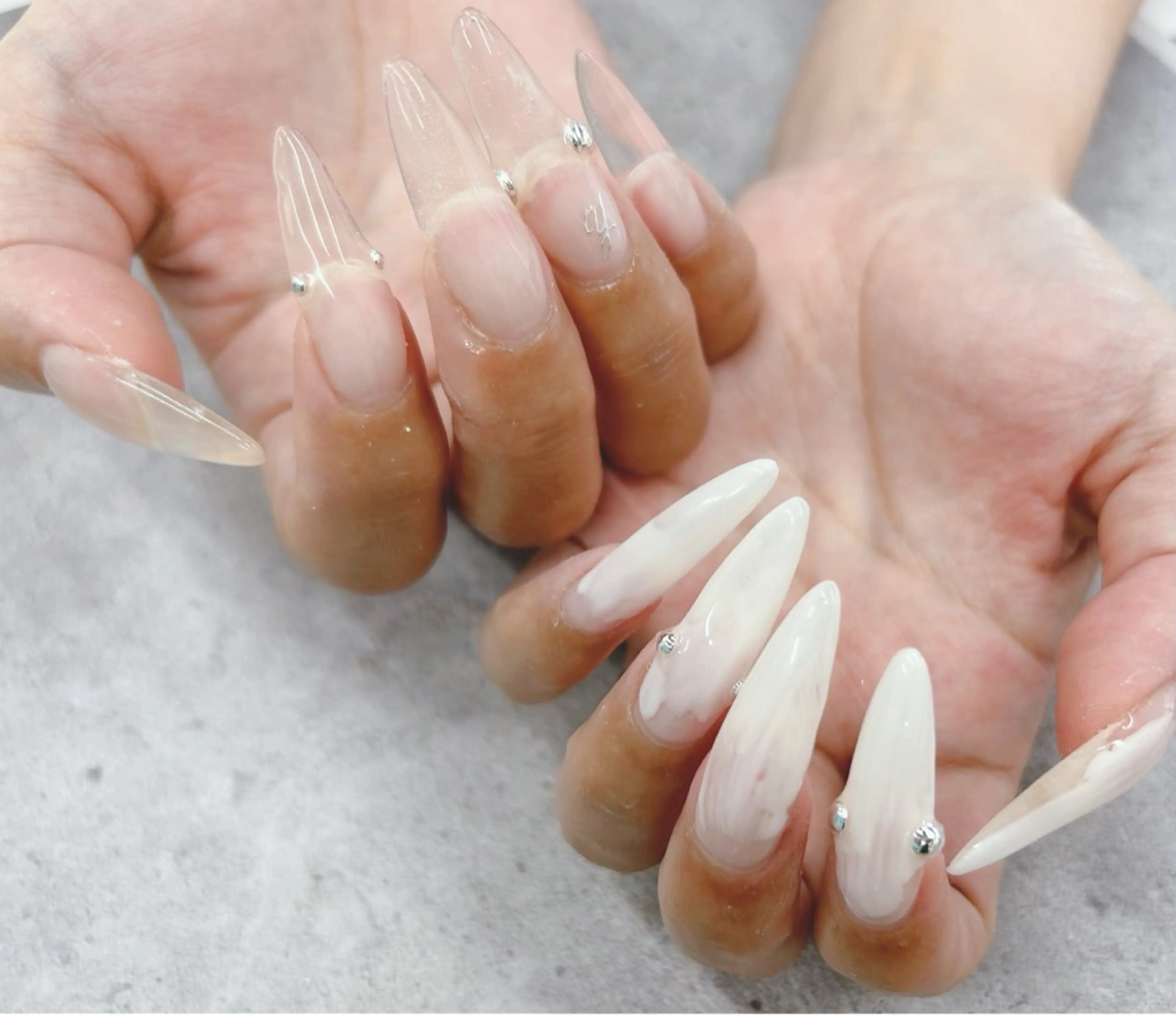 ネイル クリアネイル ロングネイル スカルプネイル ハンドネイル Nail Salon agré所属・agré ネイルサロン　アグレのネイルデザイン