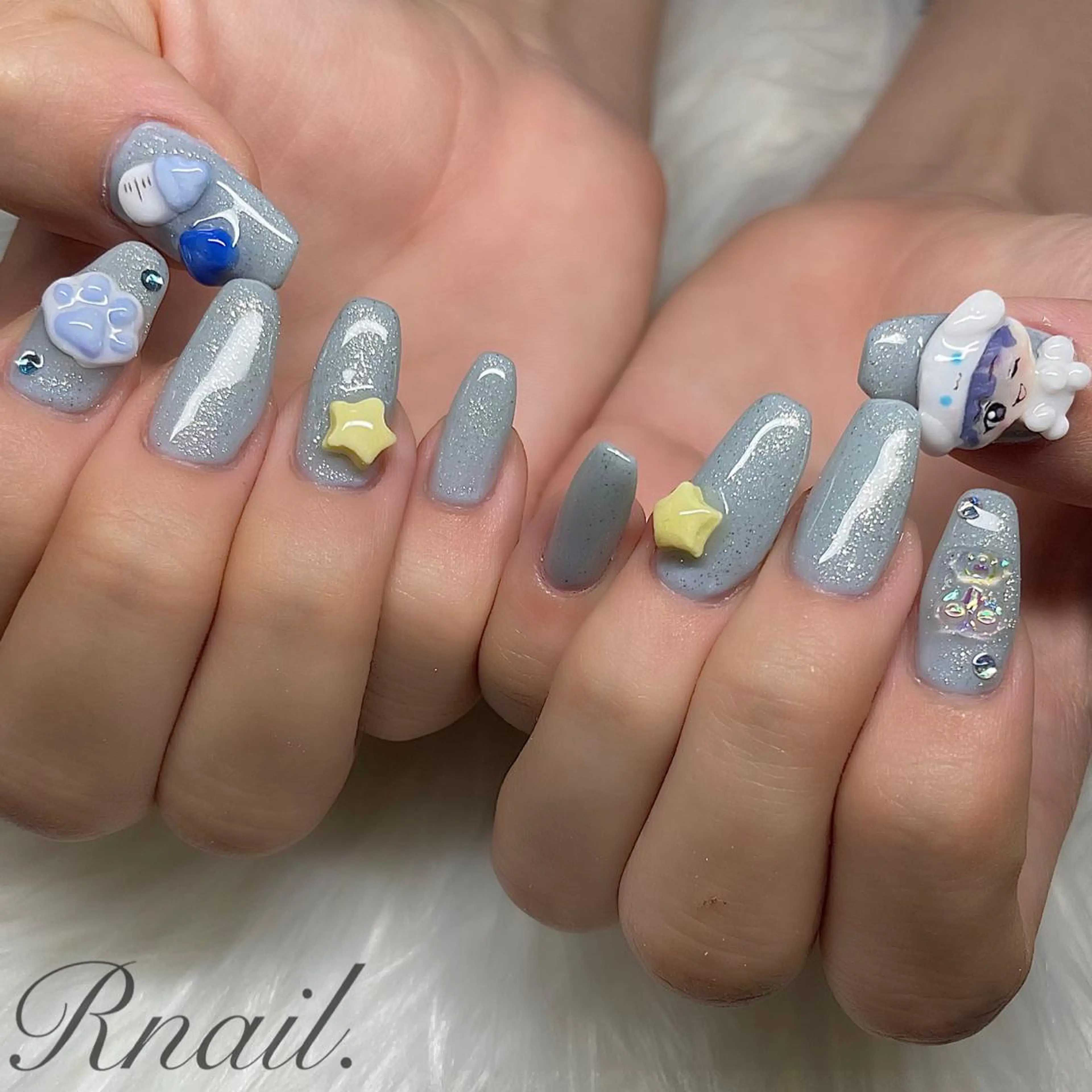 ネイル 持ち込み ストーンネイル ハンドネイル R nail.のネイルデザイン