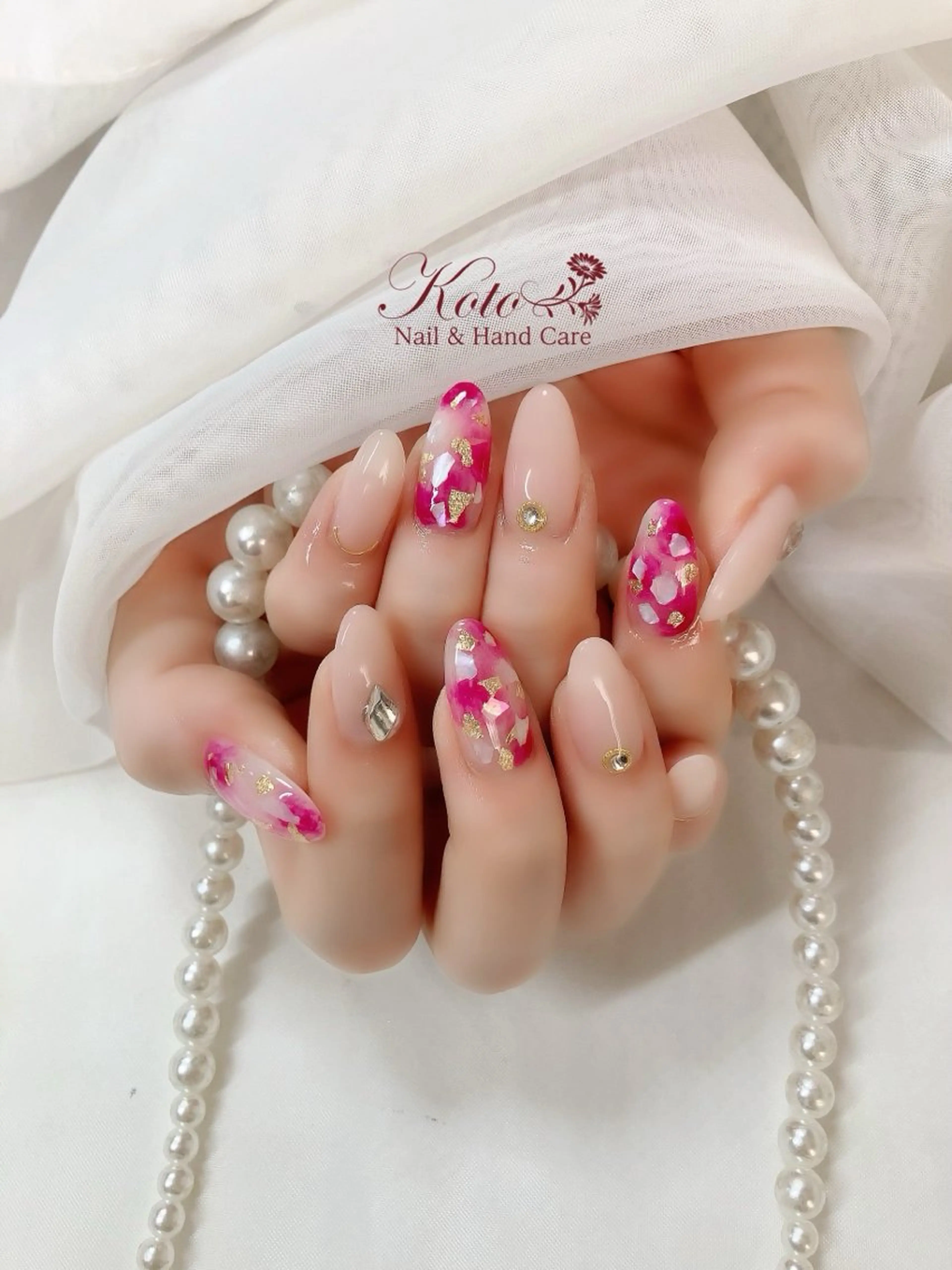 ネイル 長さ出し ジェルネイル 持ち込み ニュアンスネイル 赤色 ハンドネイル Nail Salon KOTOのネイルデザイン