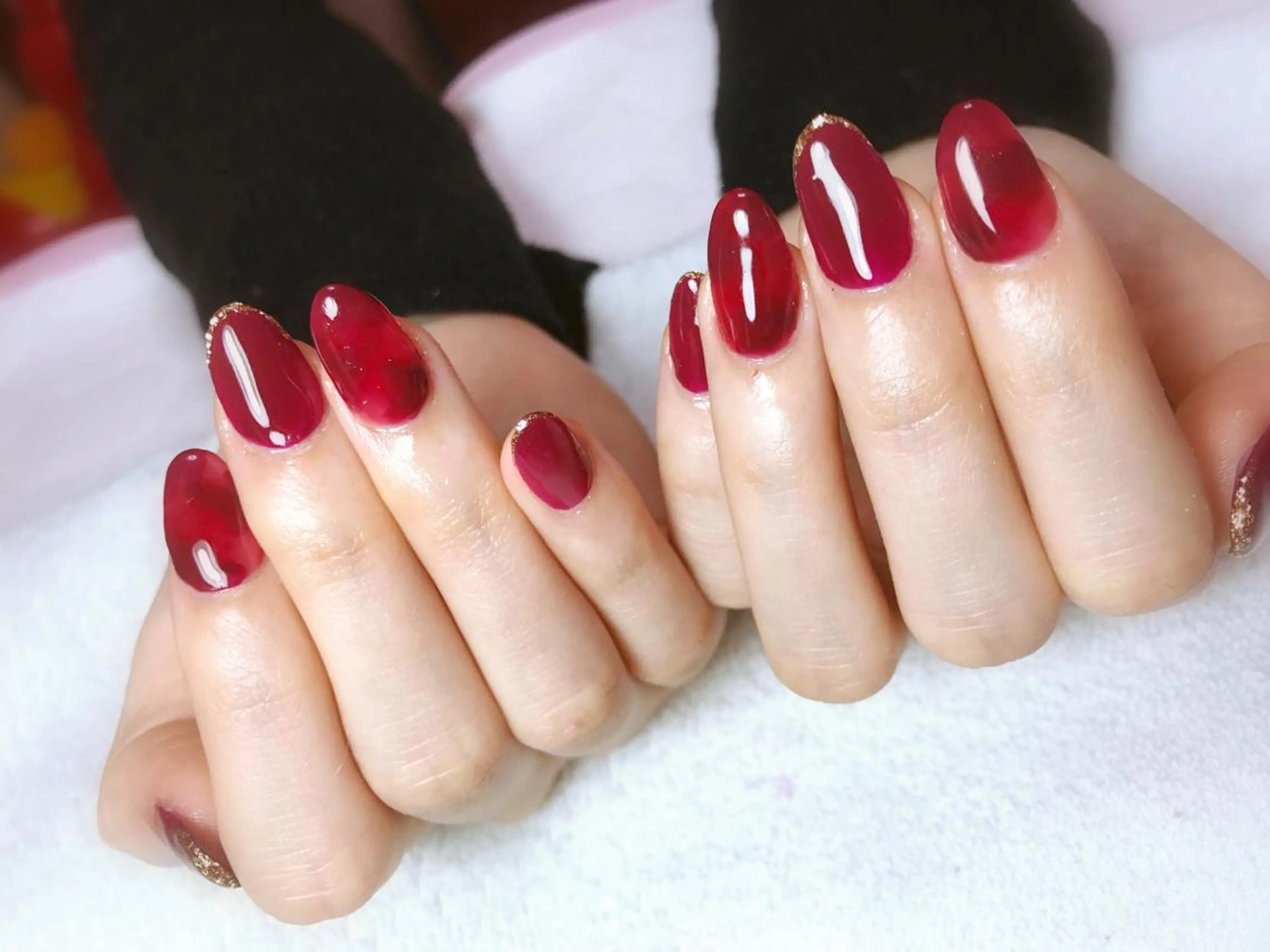 ネイル べっ甲ネイル 赤色 Era nailのネイルデザイン