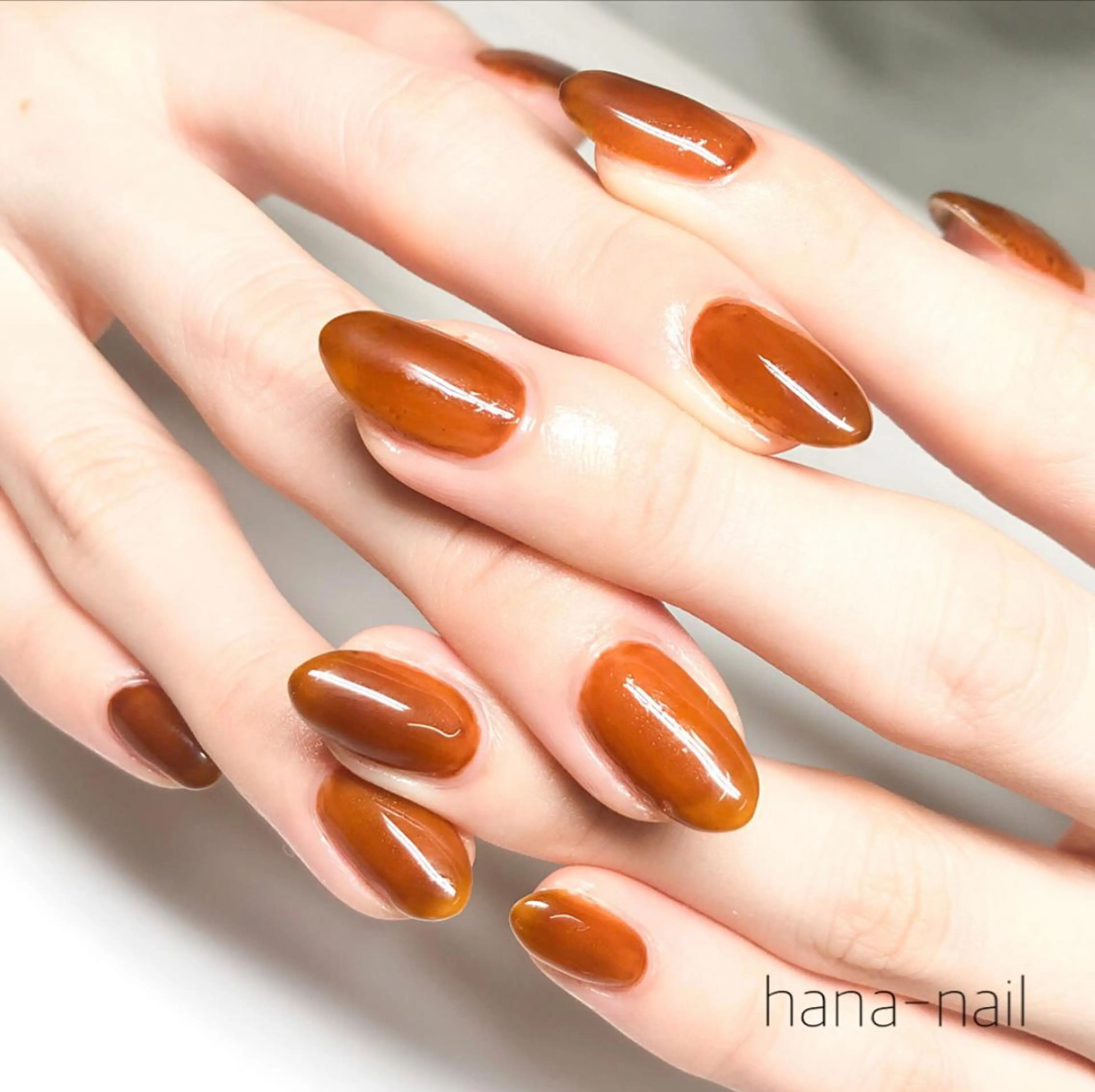 ネイル ブラウン ワンカラーネイル Kao hana-nailのネイルデザイン