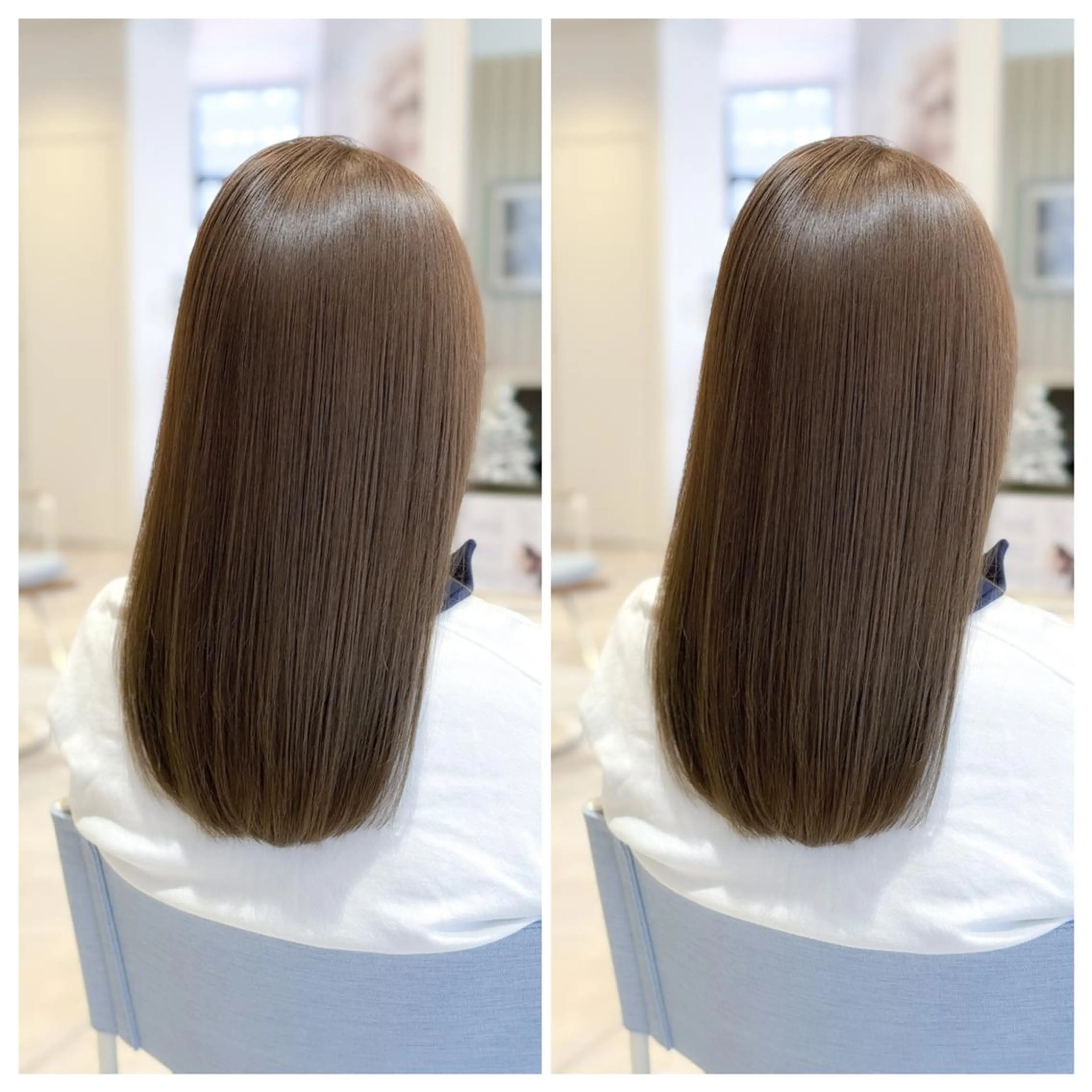 ミディアム アッシュ アッシュブラウン 顔周りレイヤーカット 透明感カラー達冨のヘアスタイル