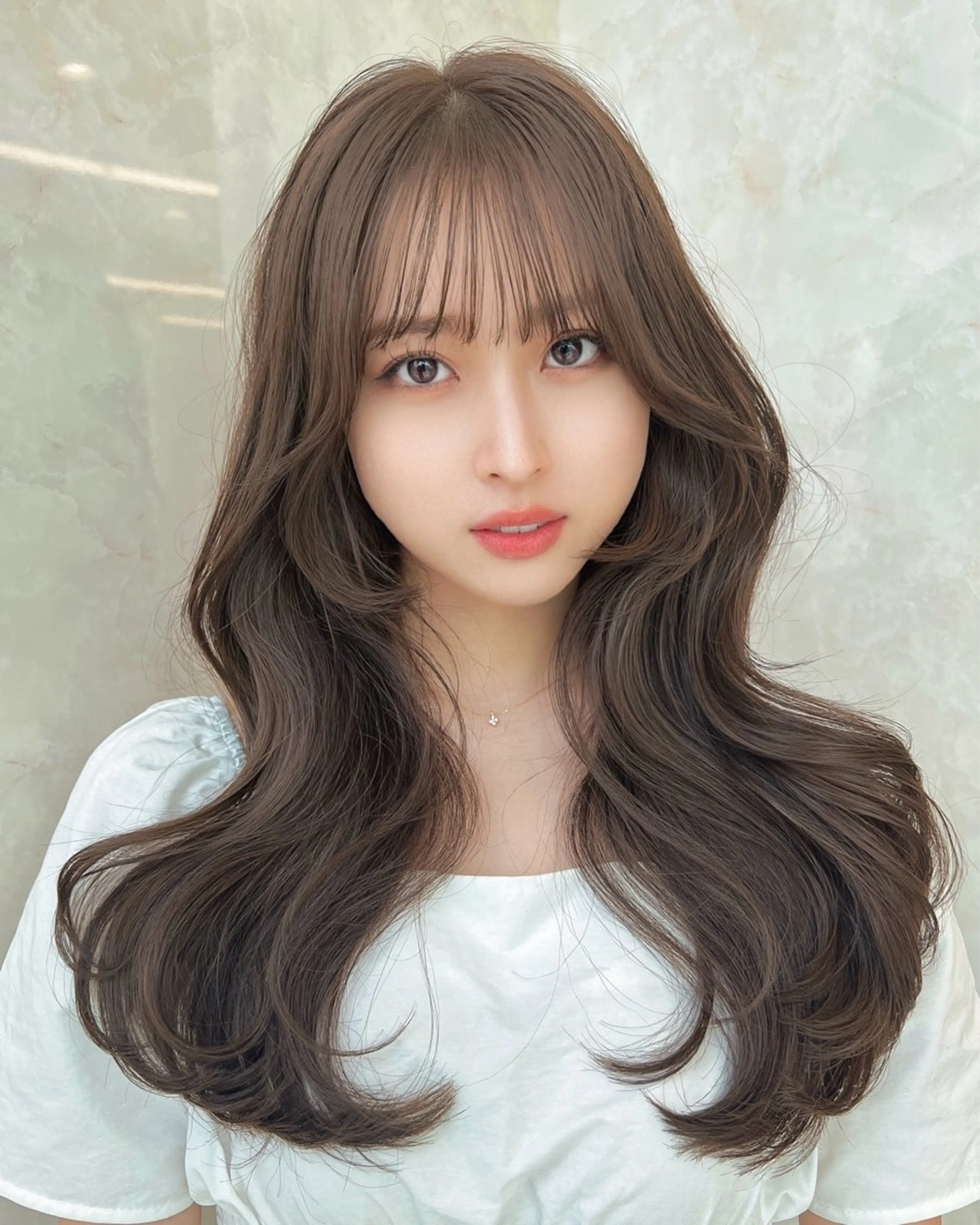 ロング カット ヘアカラー トリートメント 韓国顔まわり/前髪 /レイヤー/いつきのヘアスタイル