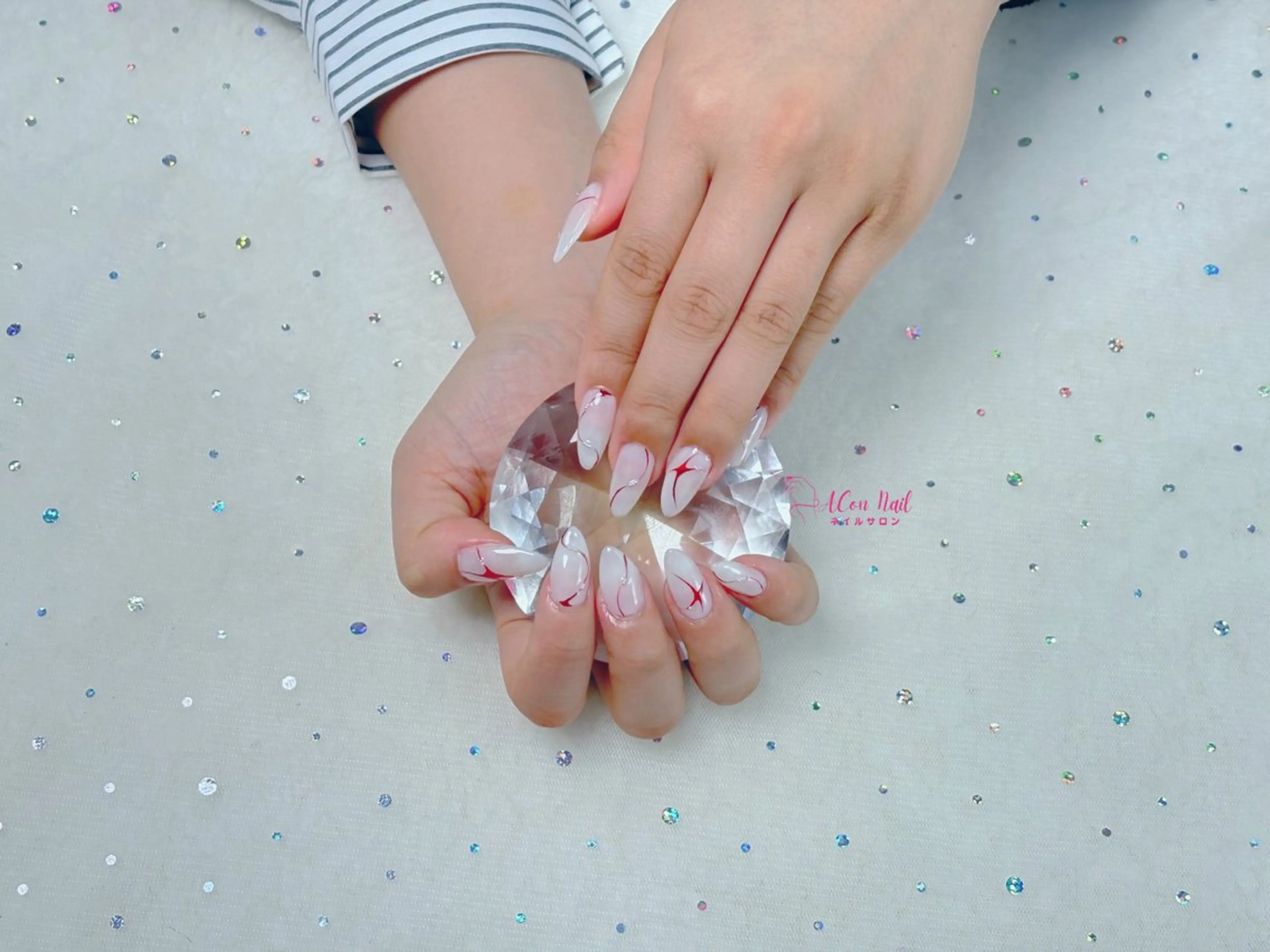 ネイル 桜ネイル 長さ出し フラワーネイル フレンチネイル ジェルネイル ハンドネイル AConNailSalon所属・ACon NailSalonのネイルデザイン