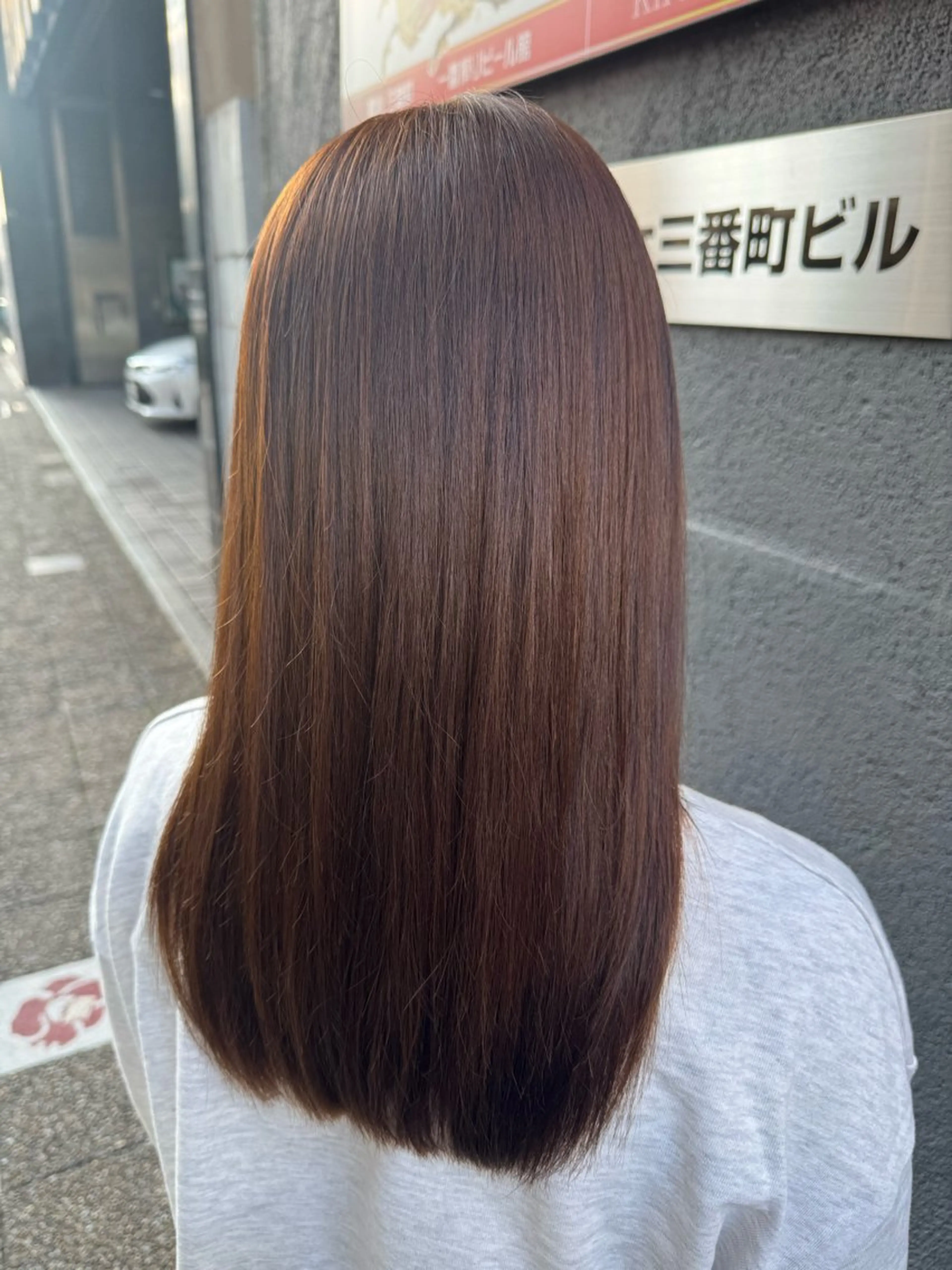 セミロング カラー ブラウンカラー オレンジ オレンジブラウン BRICK HAIR & SPA 松山所属・miyu .のヘアスタイル