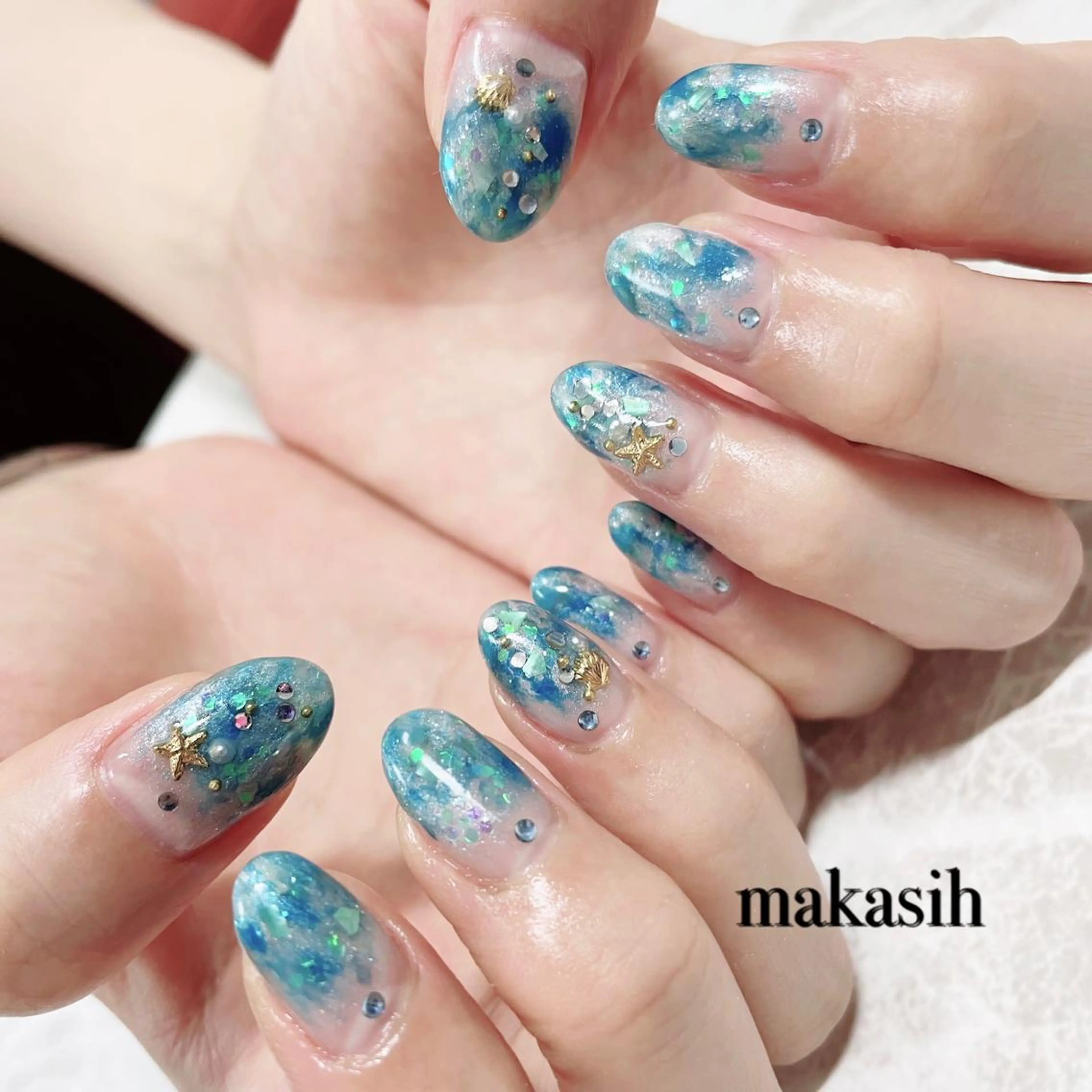 ネイル ブルー 夏ネイル 濱田 美菜子のエステ・リラクイメージ