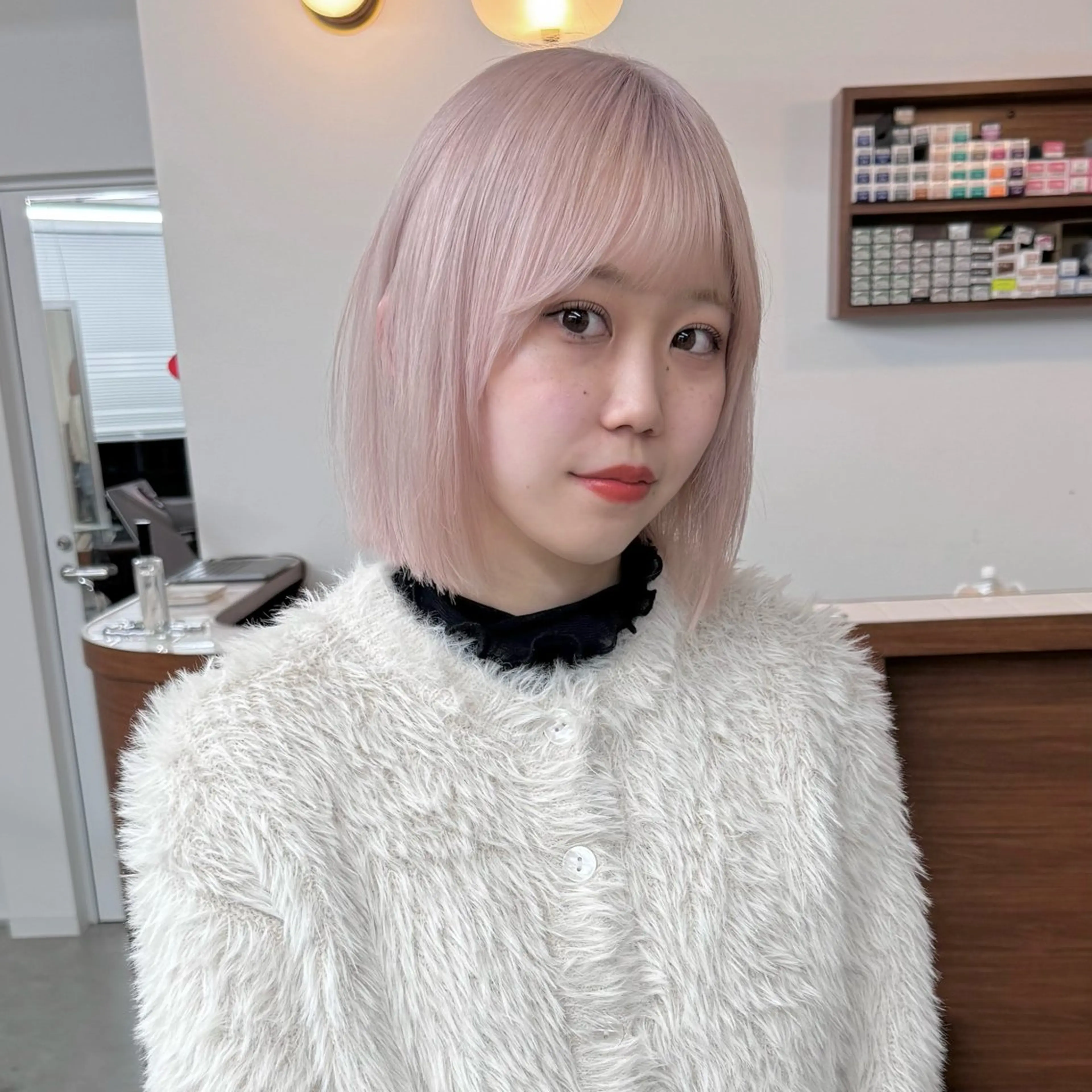 ショート カラー ピンクカラー 透明感ワンカラー梅田 ダブルカラー/川上のヘアスタイル