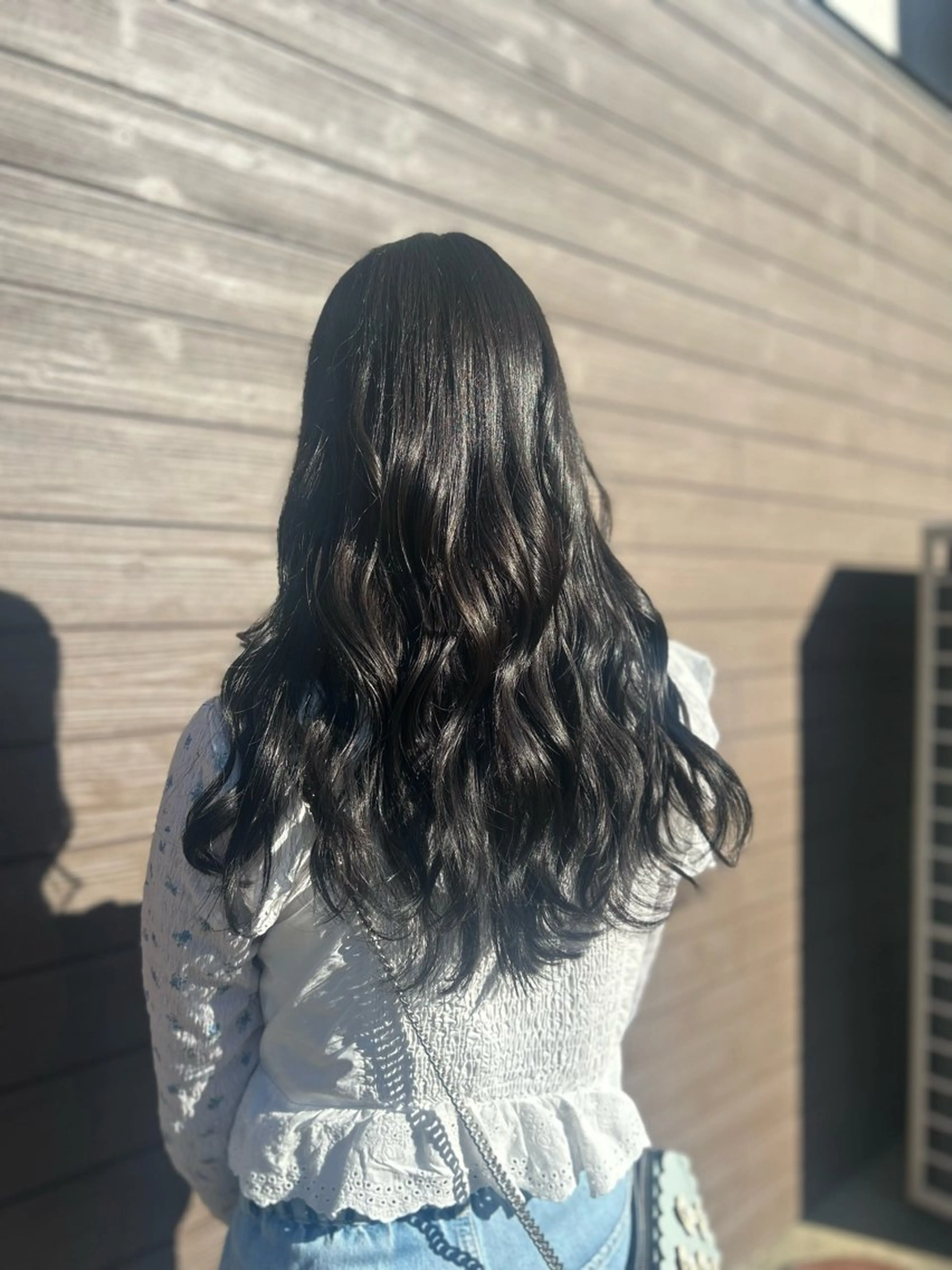 ロング カラー ヘアアレンジ 黒髪 ブルーカラー ブルーブラック hair&make Rivia所属・🤍 minaのヘアスタイル