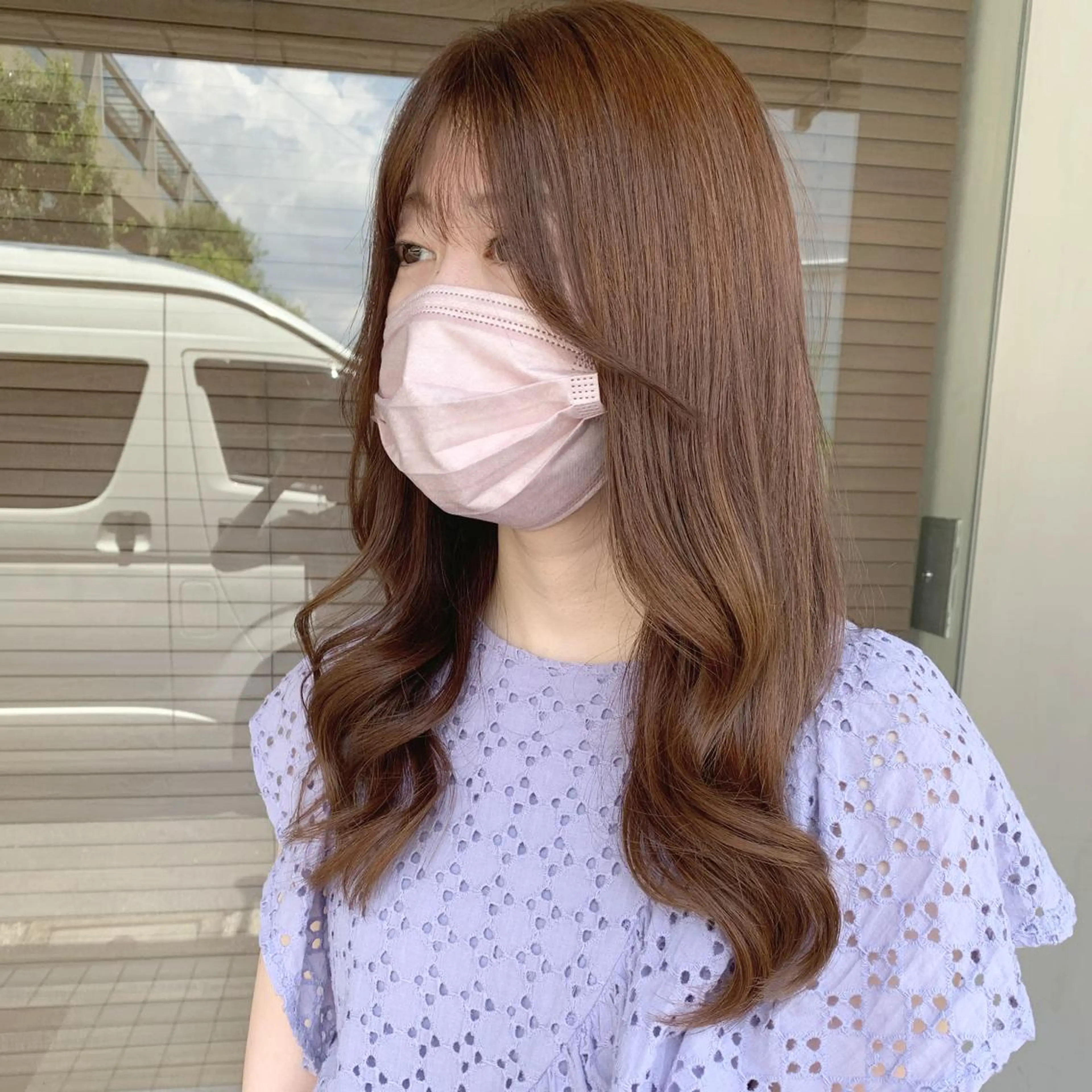 セミロング カラー 透明感/オリーブ/ グレージュ/YUKAのヘアスタイル