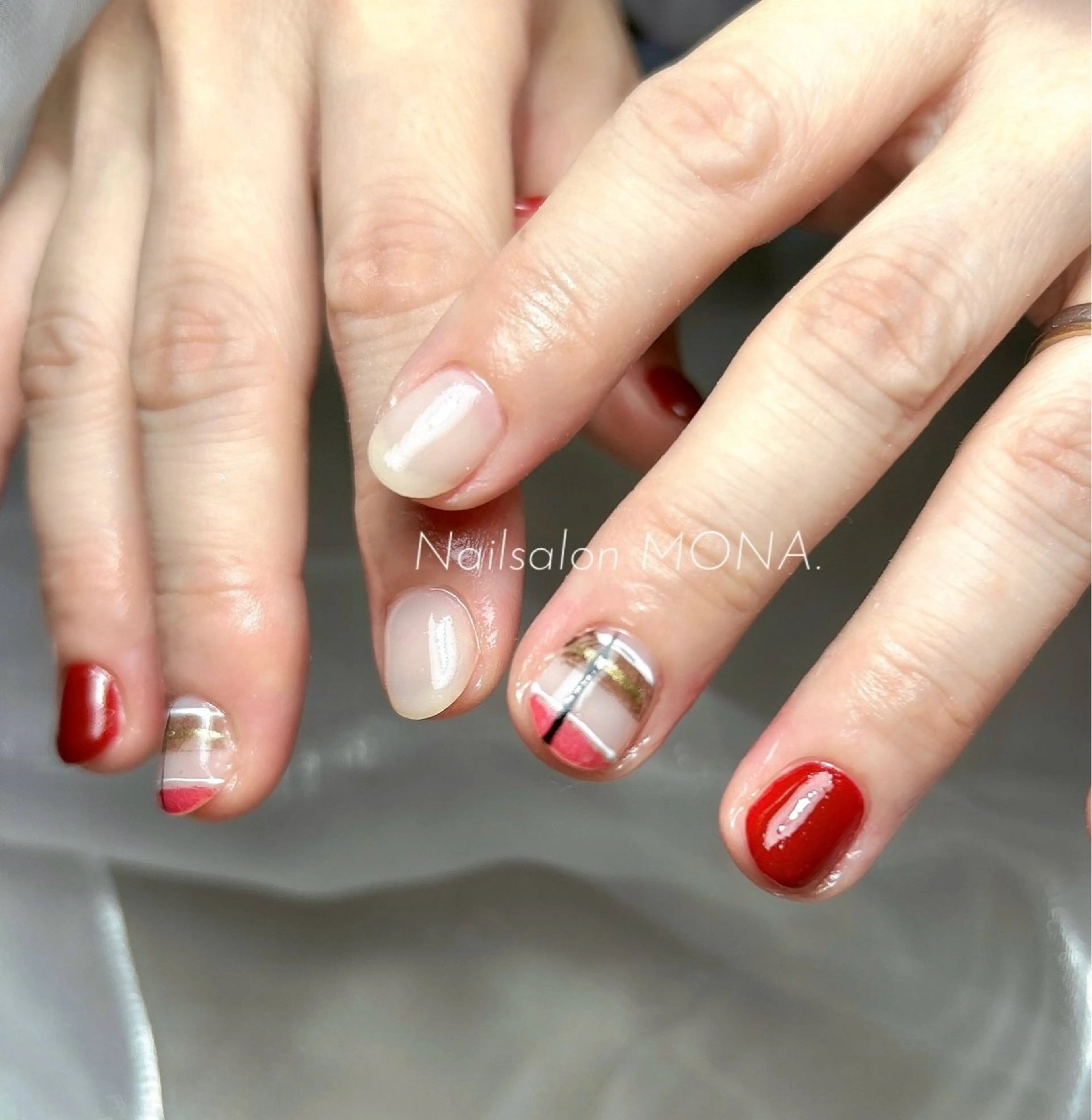 ネイル ボルドー オフィスネイル ハンドネイル Nailsalon MONA.のネイルデザイン