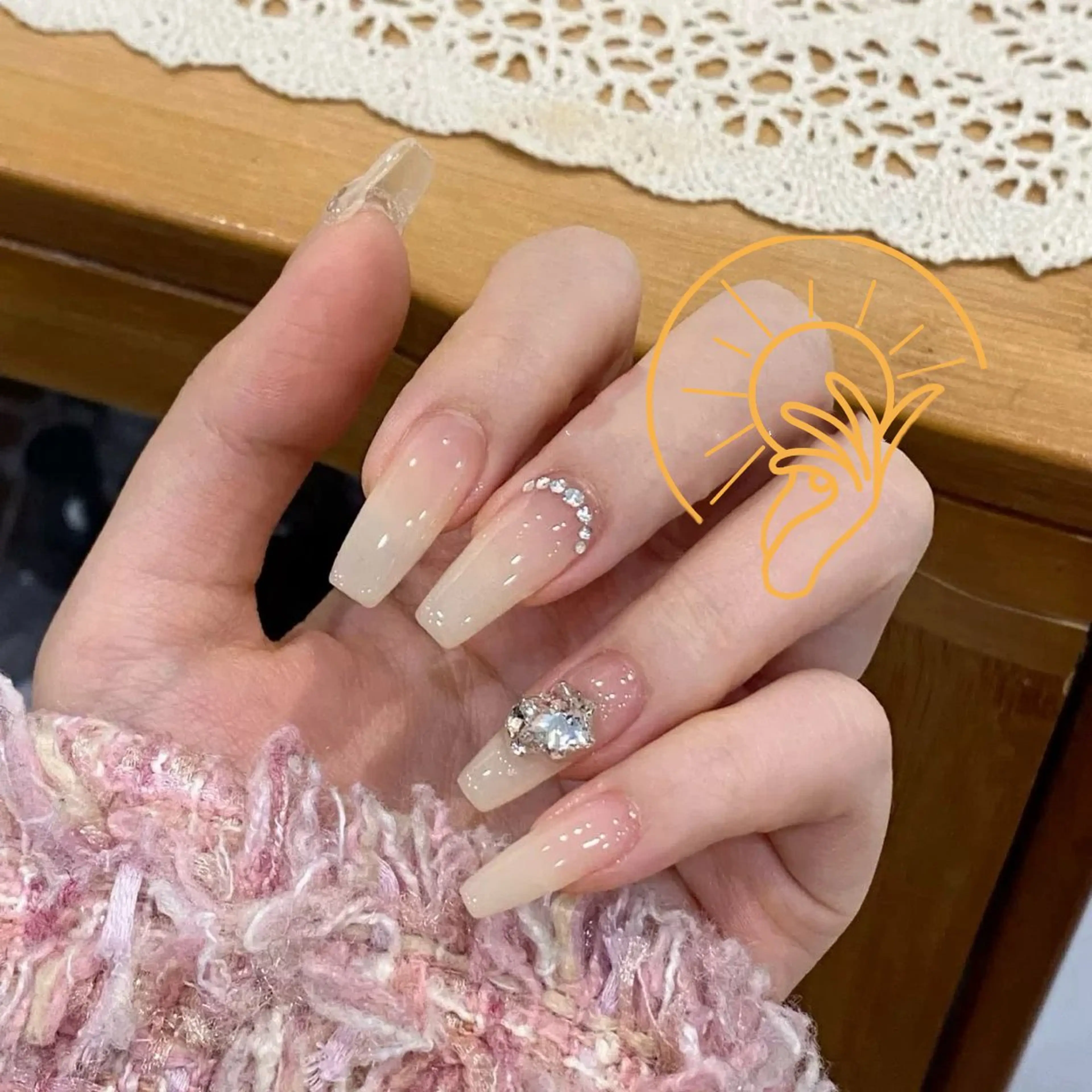 ネイル チークネイル 長さ出し フレンチネイル ガーリー 韓国ネイル sun nail池袋 モデル募集のネイルデザイン