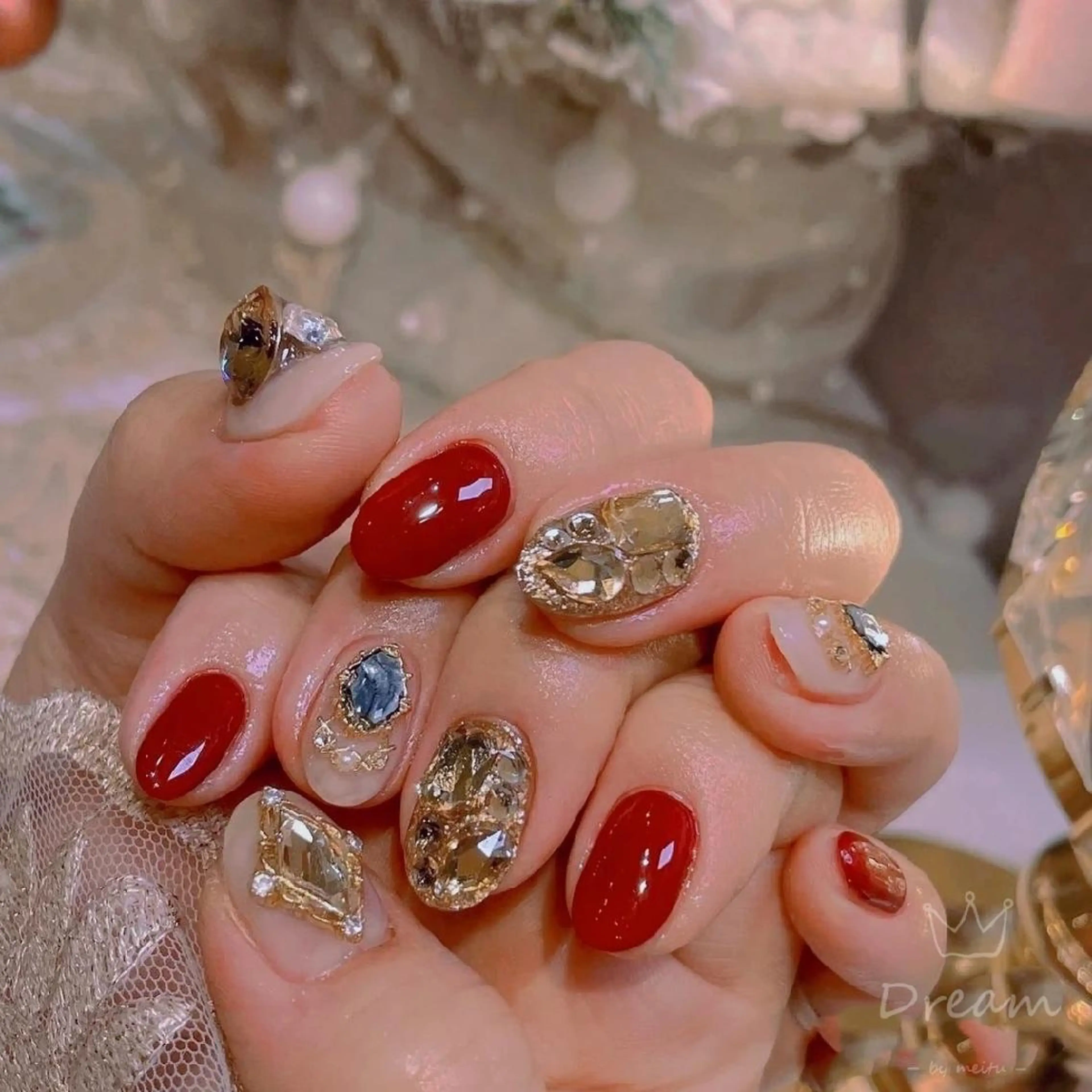 ミディアム ネイル ネイリストゆか💅 長さだし、深爪矯正のネイルデザイン