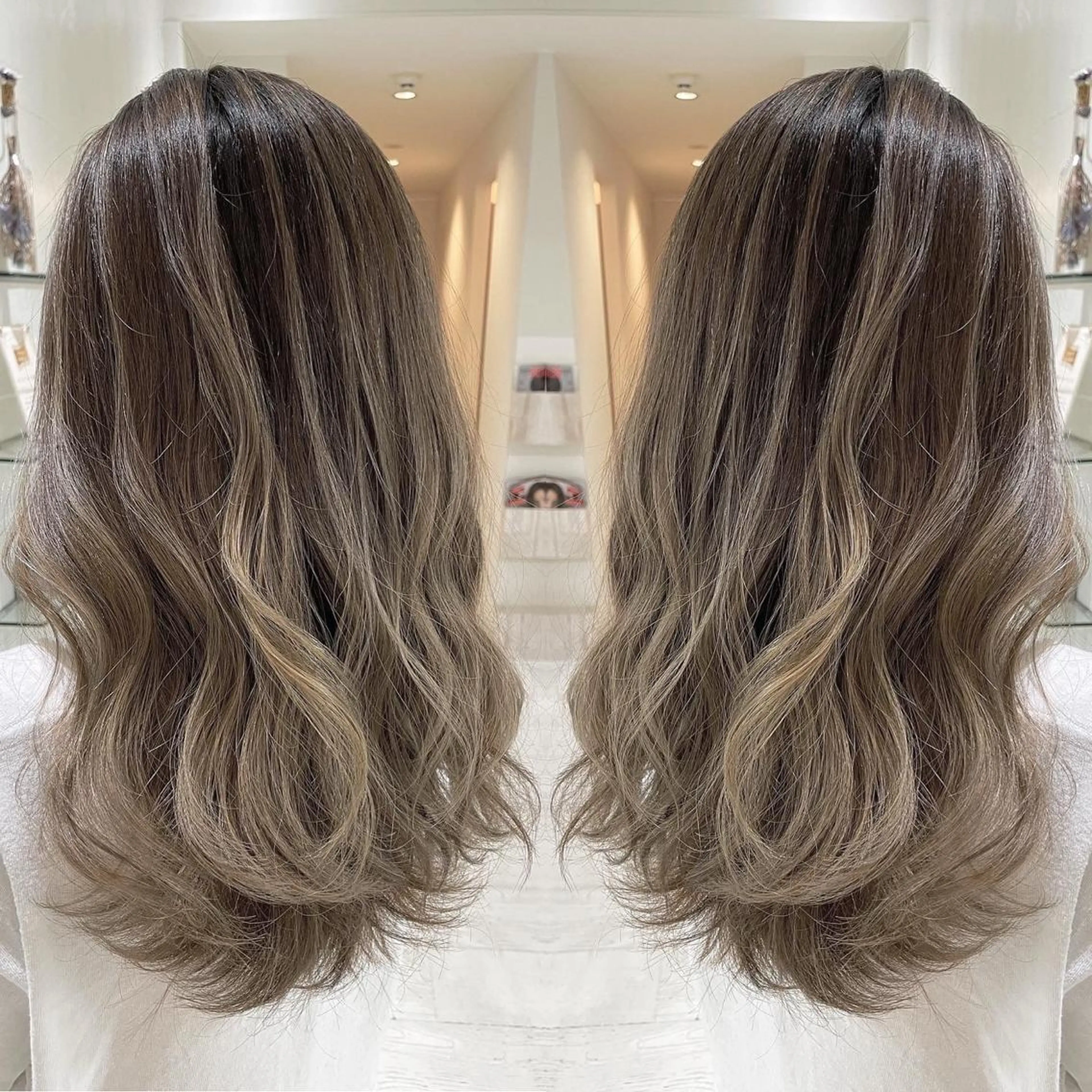 セミロング カラー アッシュ バレイヤージュ ベージュカラー 外国人風カラー レイヤーカット ヘアカラー トリートメント 河合秀明/ショート /ボブ/レイヤーのヘアスタイル