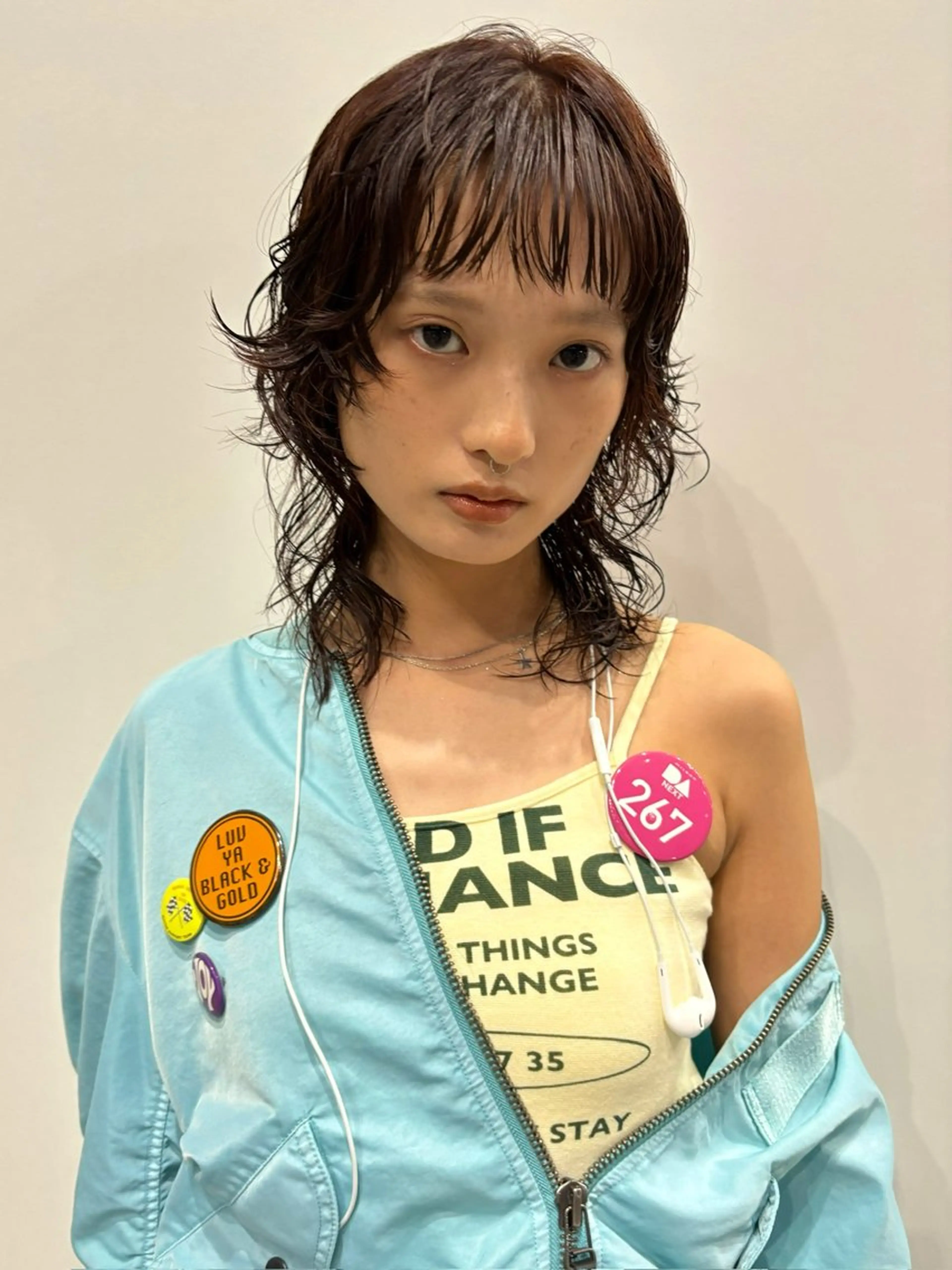 ミディアム パーマ ミディアムパーマ 透明感カラー/パーマ オレンジmiyo⭐️のヘアスタイル