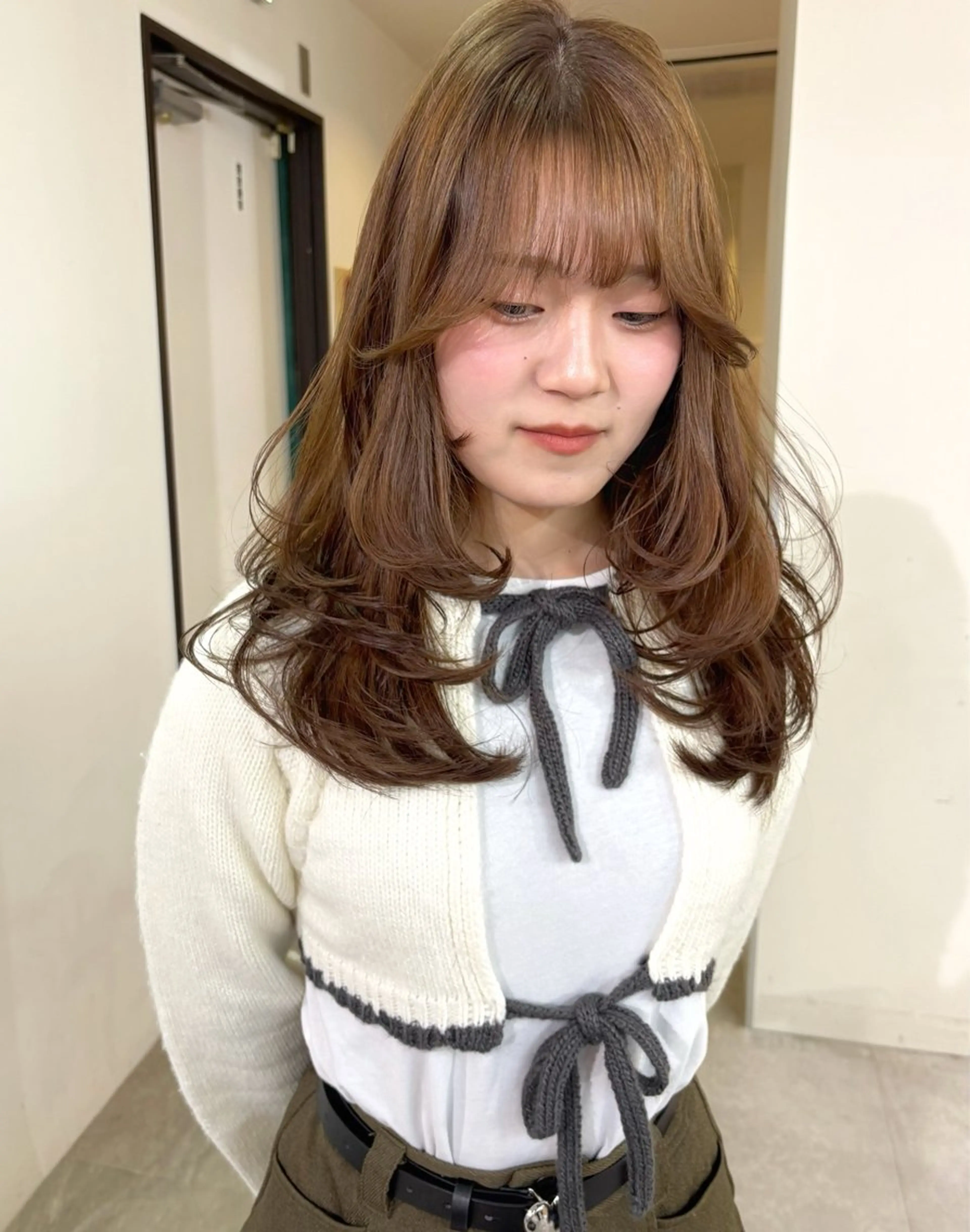 ロング カラー ブリーチ ダブルカラー ブリーチなしカラー カット ヘアカラー mizuki/ピンク ベージュ.レイヤーのヘアスタイル