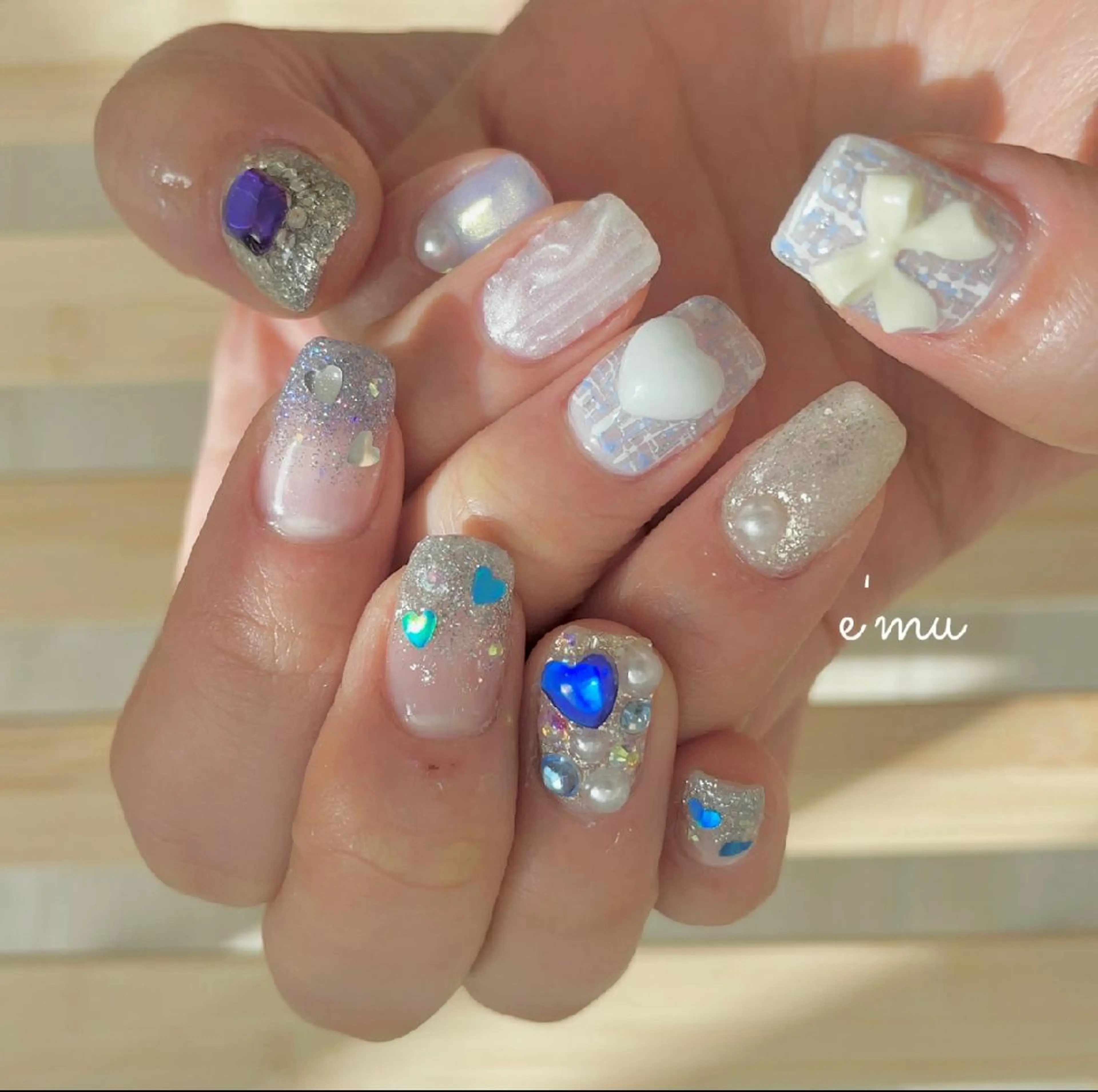 ネイル ガーリー ツイードネイル 冬ネイル nail salon e'mu💐のネイルデザイン