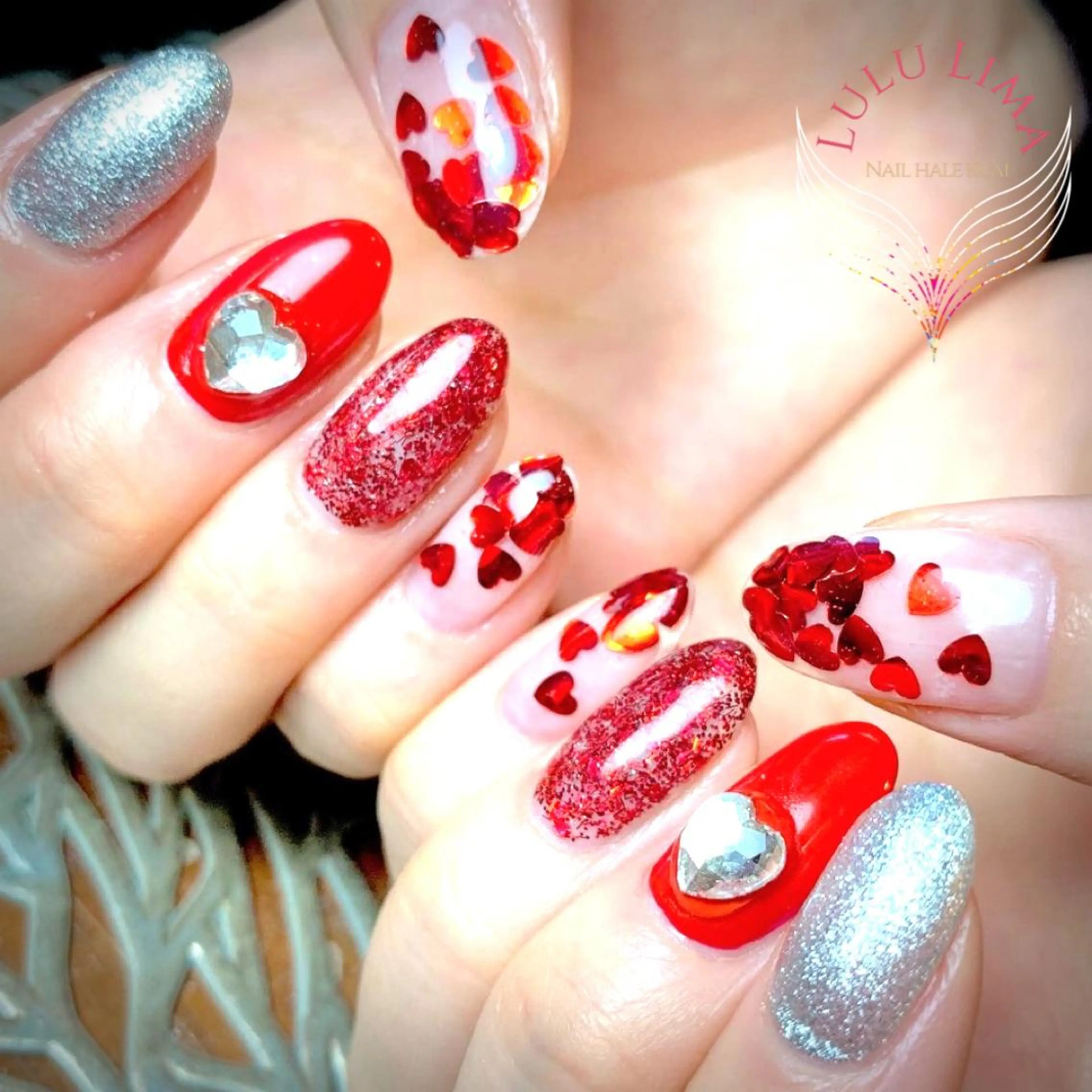 ネイル バレンタイン ハンドネイル ハンドケア LULU LIMAのネイルデザイン