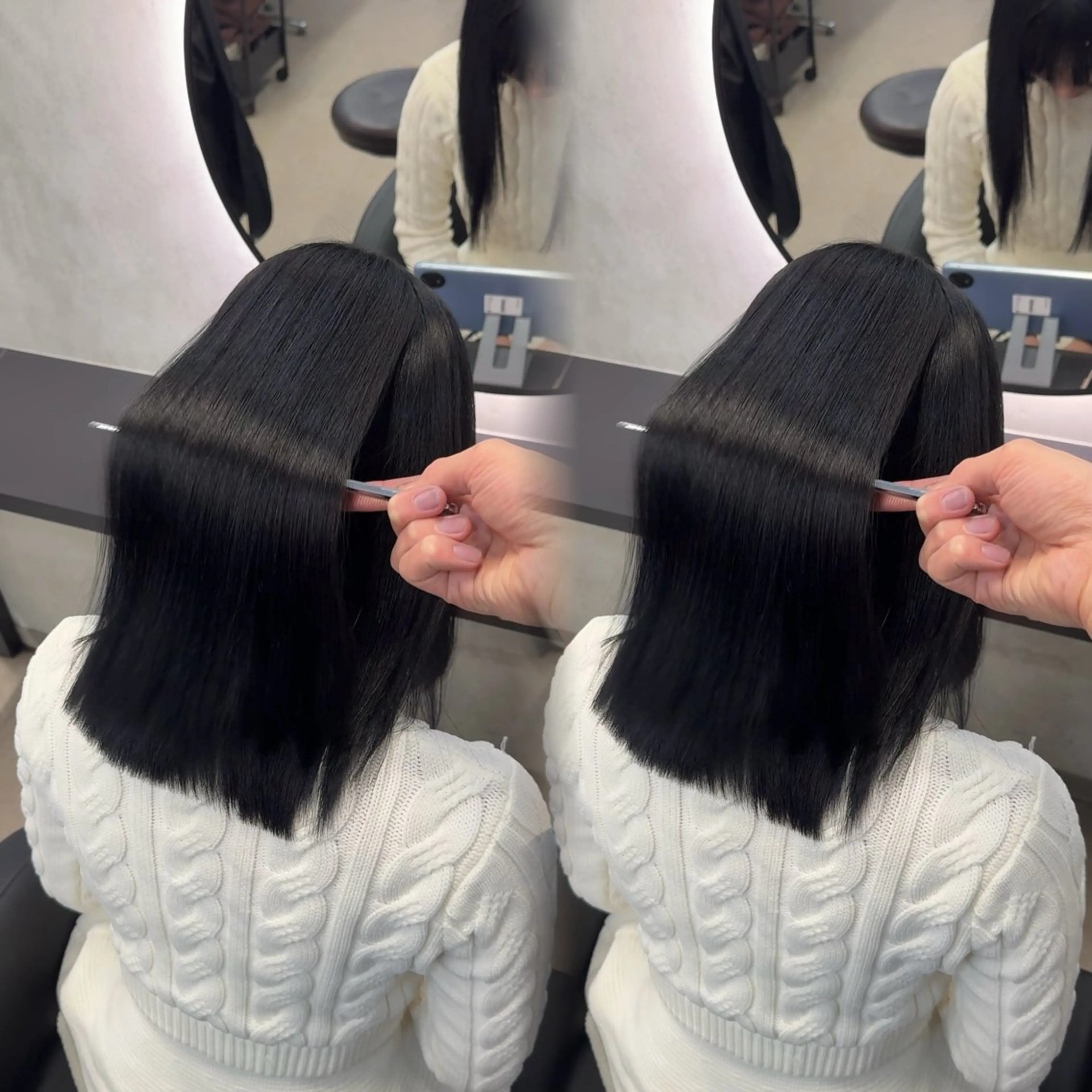 ミディアム カラー ヘアアレンジ カット ヘアカラー 縮毛矯正 トリートメント 新宿 /髪質改善/ 縮毛矯正/ヒュウガのヘアスタイル