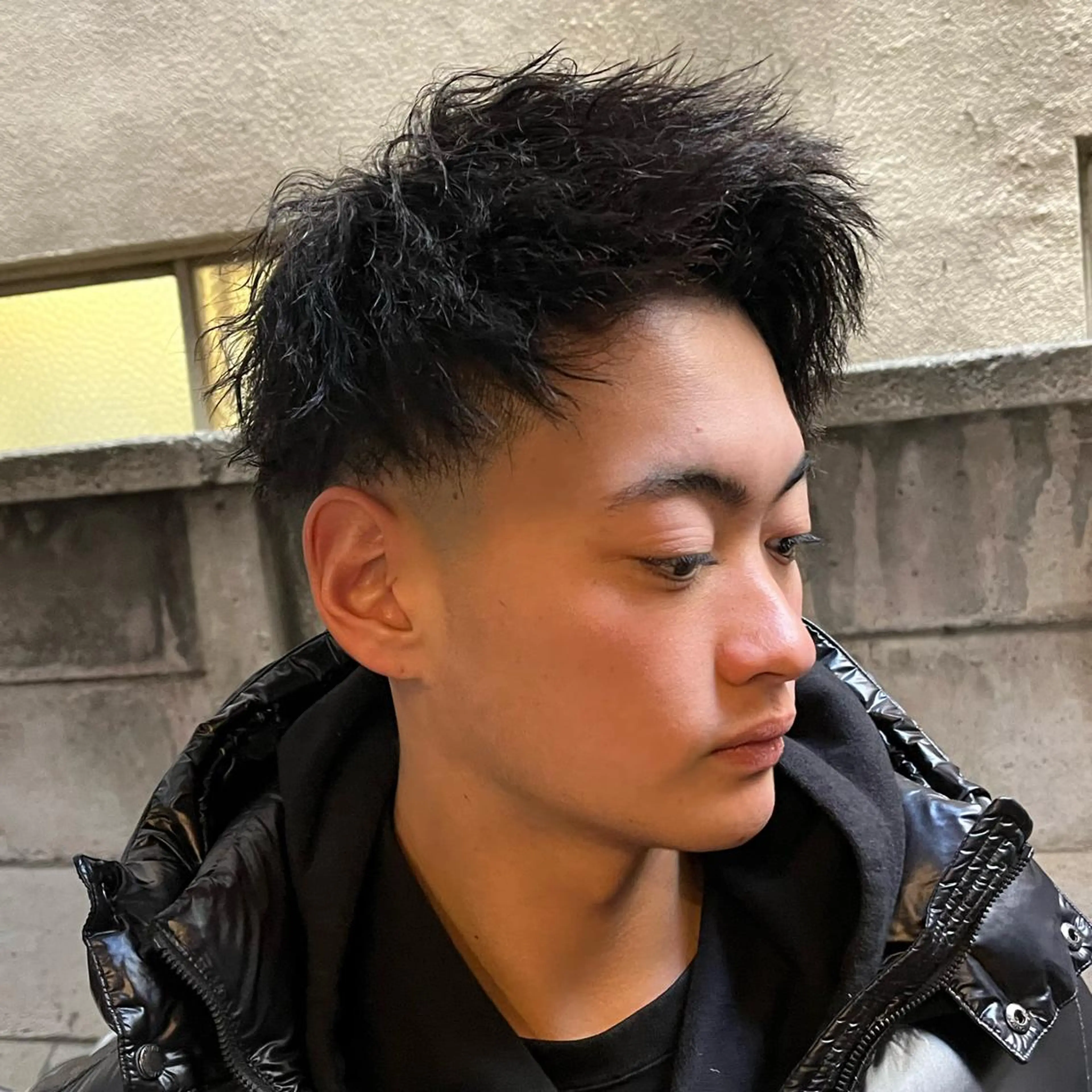 ショート パーマ メンズ フェードカット モヒカン メンズパーマ スキンフェード スペインカール カット パーマ 立川/メンズパーマ 厚進太郎のヘアスタイル