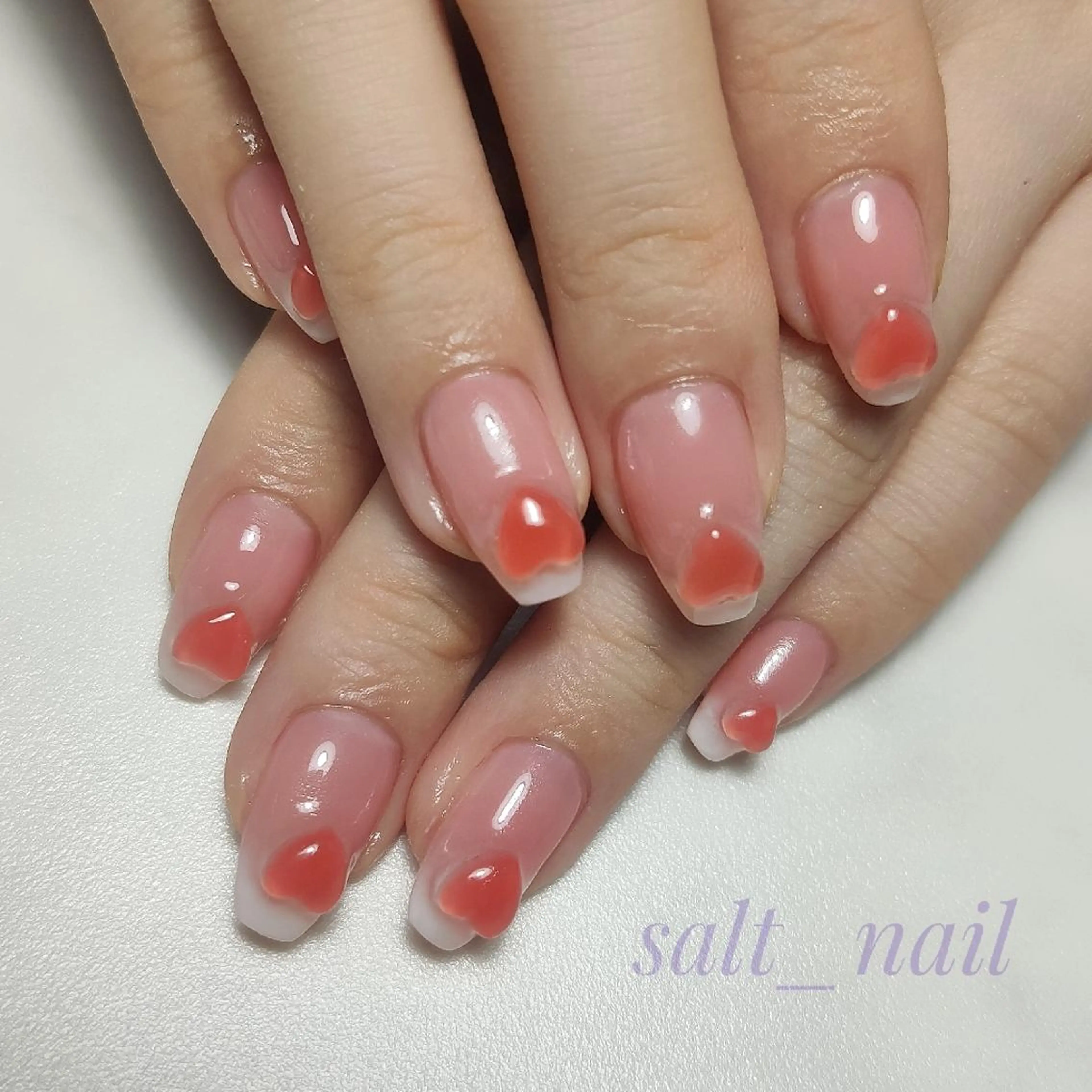 ネイル ハート 持ち込み 赤色 個人サロン saltnailのネイルデザイン