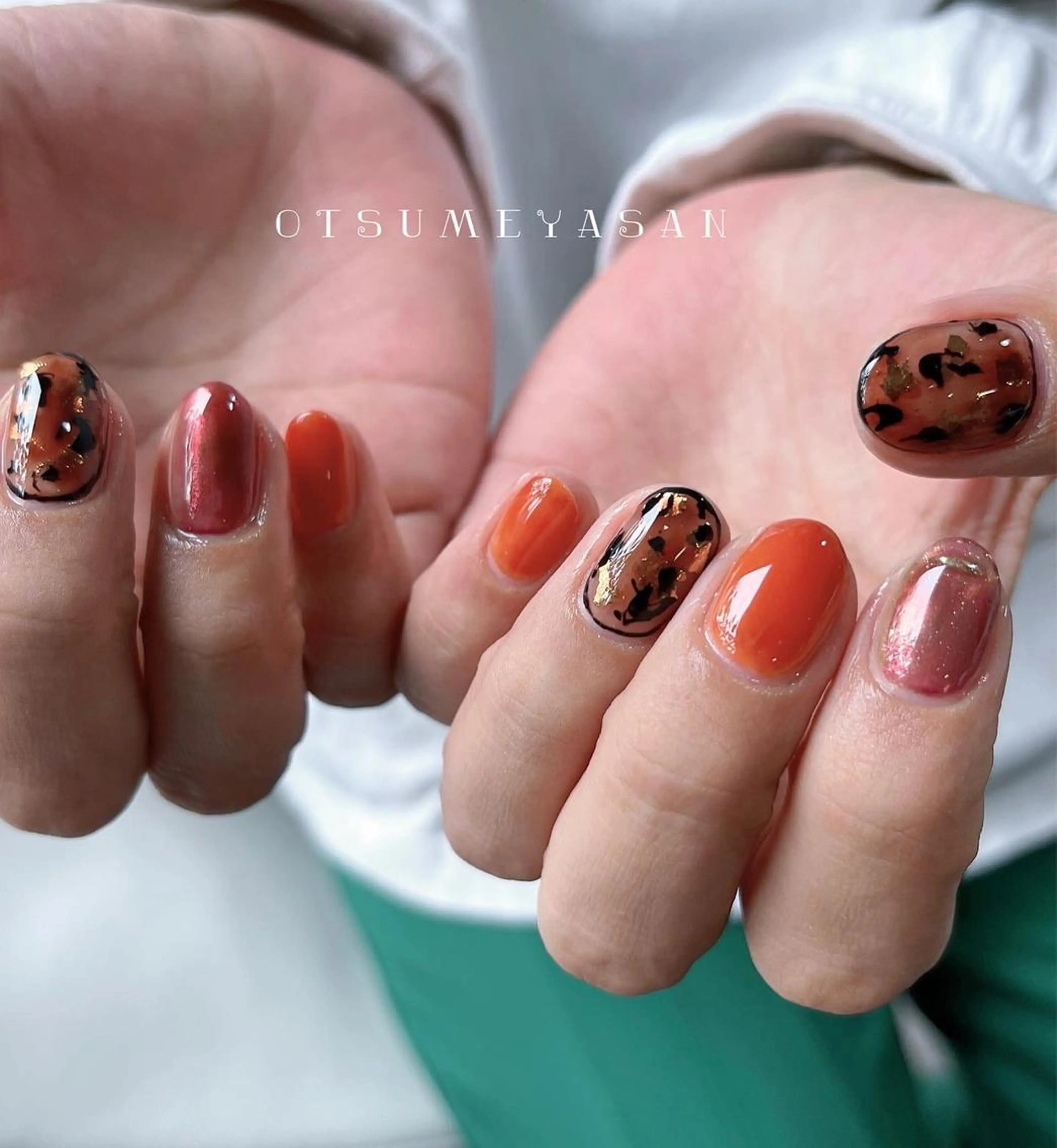 ネイル オーロラネイル べっ甲ネイル フレンチネイル ゴールド グラデーション otsumeyasan所属・わたなべ ちかのネイルデザイン