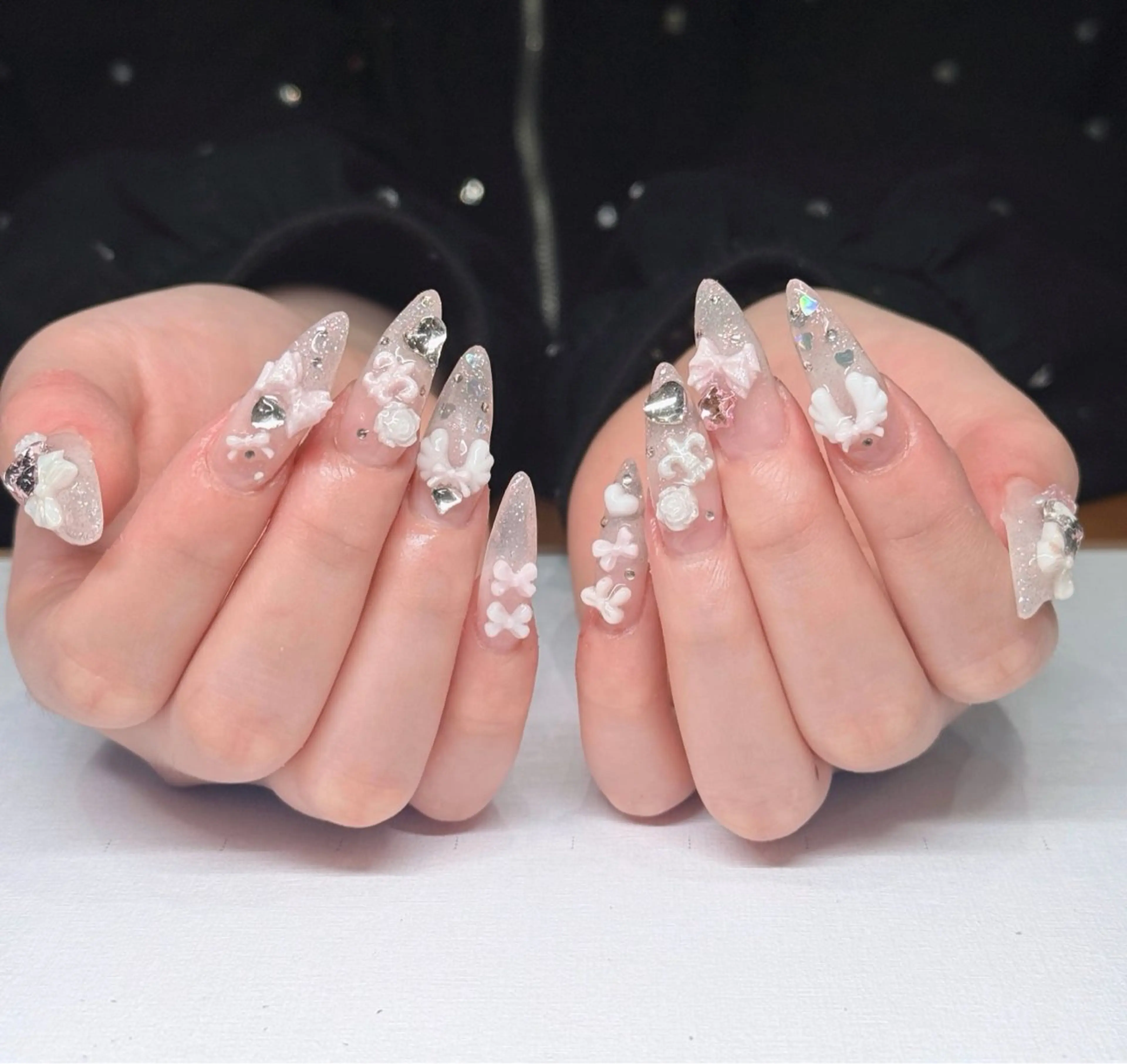 ネイル オーロラネイル ブルー チークネイル フットネイル フレンチネイル ハンドネイル HANA ハナのネイルデザイン