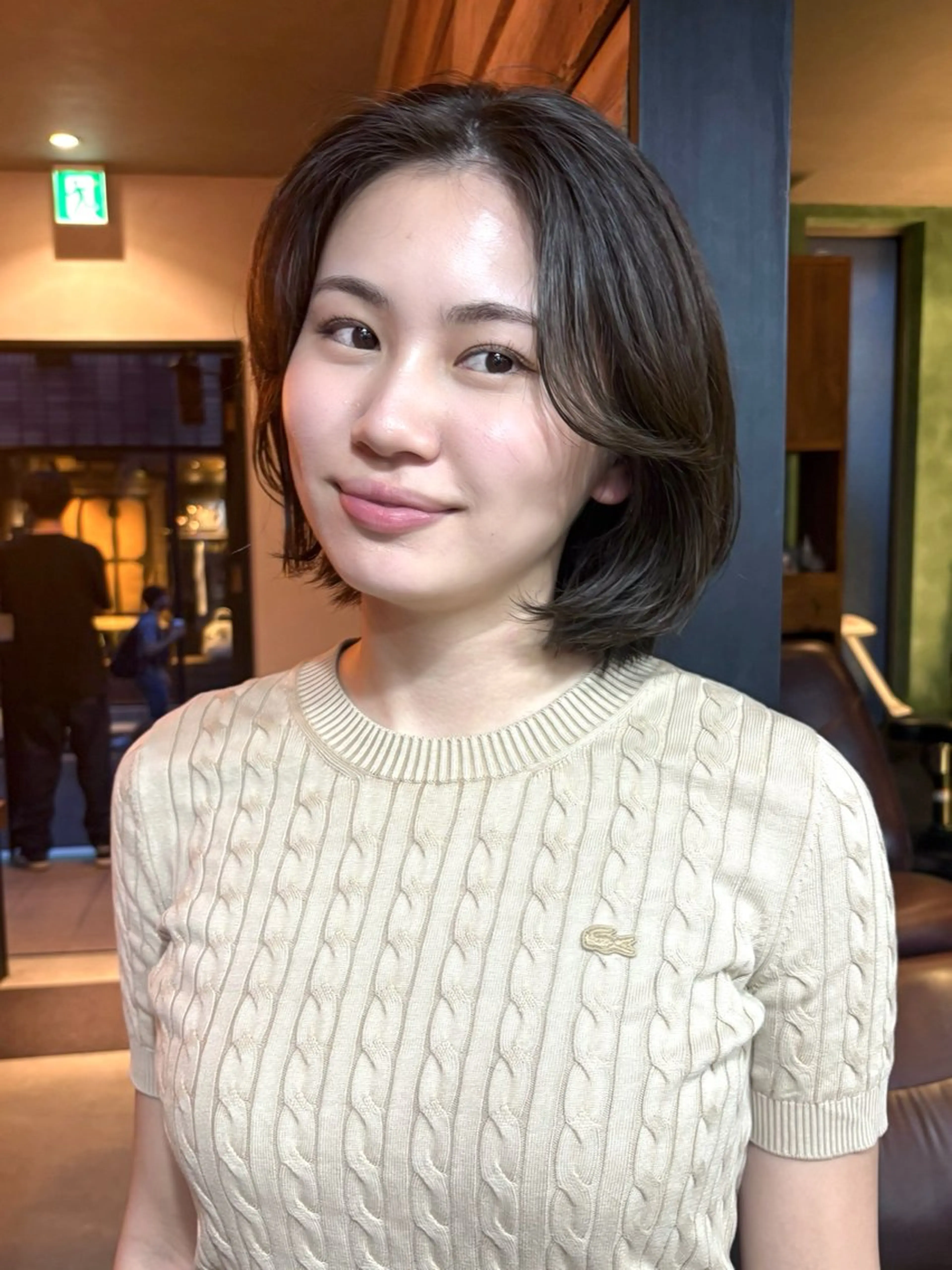 ミディアム カラー パーマ カット ヘアカラー レイヤー/透明感/ ブリーチなし/わかなのヘアスタイル