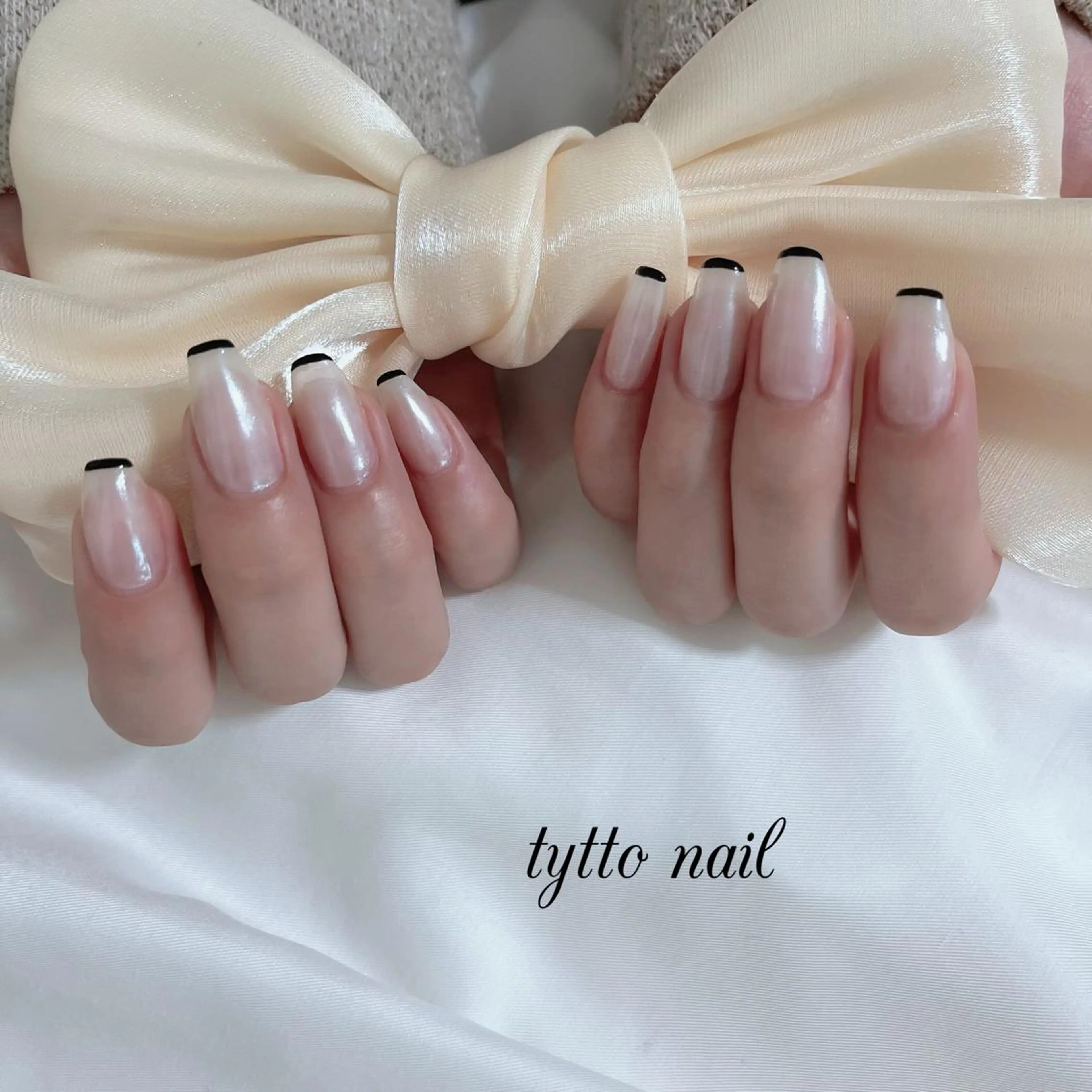 ネイル フレンチネイル オフィスネイル シンプルネイル ホワイト ハンドネイル tytto nail ❤︎‪‪eri‪‪のネイルデザイン