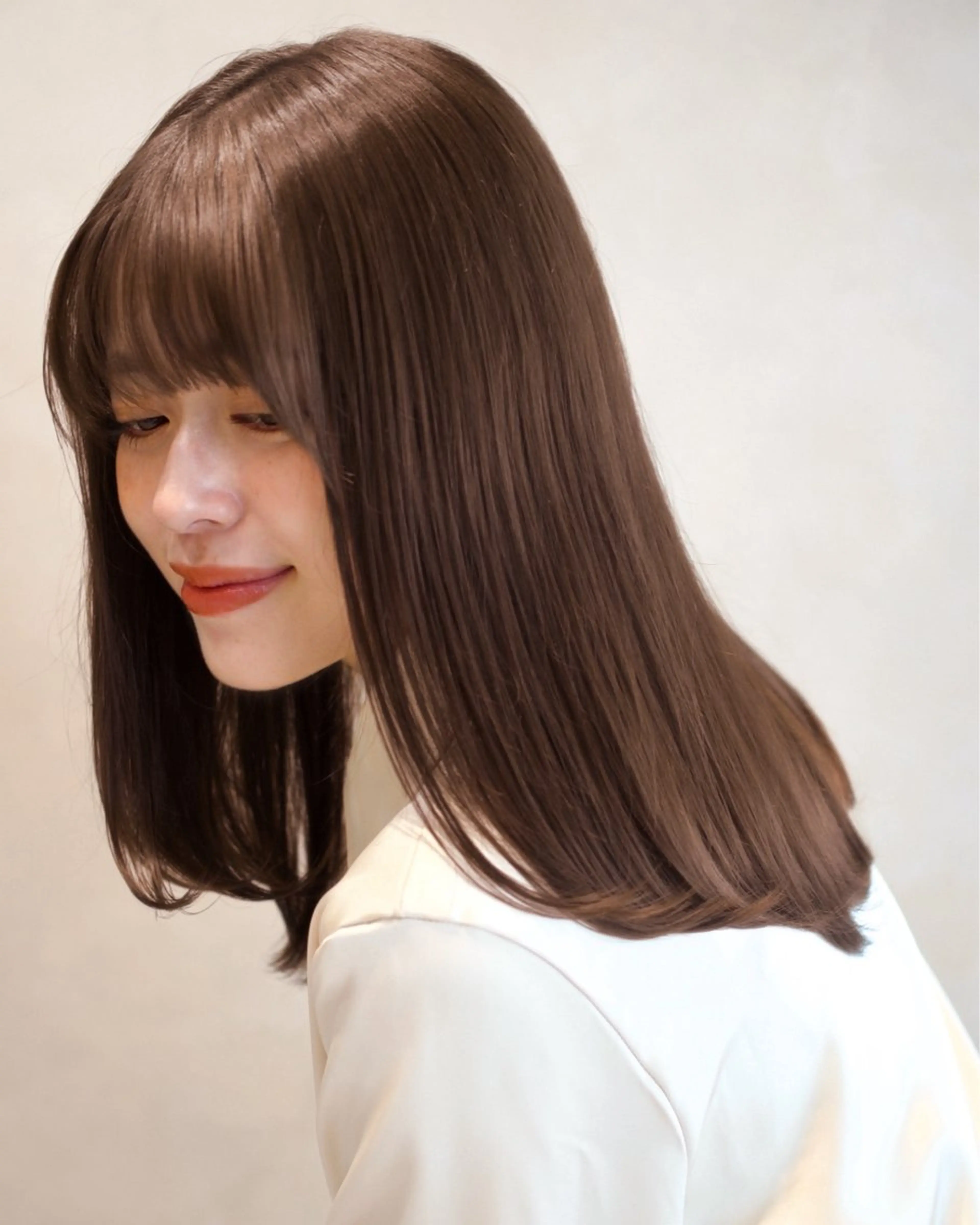 ミディアム カラー ヘアカラー トリートメント 越後 遥/ 透明感カラー🪞🤍のヘアスタイル