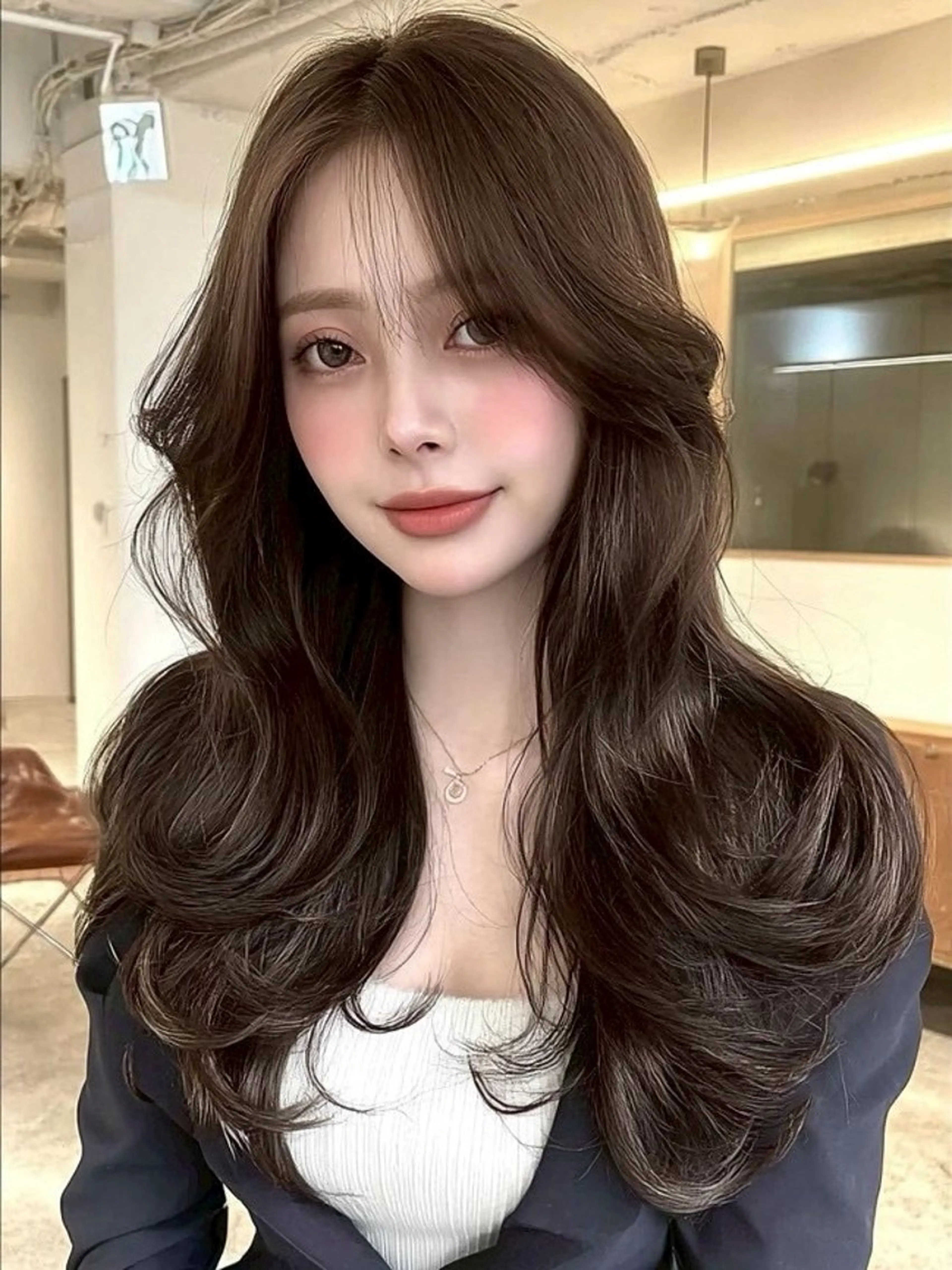 ロング カラー カット ヘアカラー トリートメント 💎透明感/韓国/ レイヤー/泉亮介💎のヘアスタイル