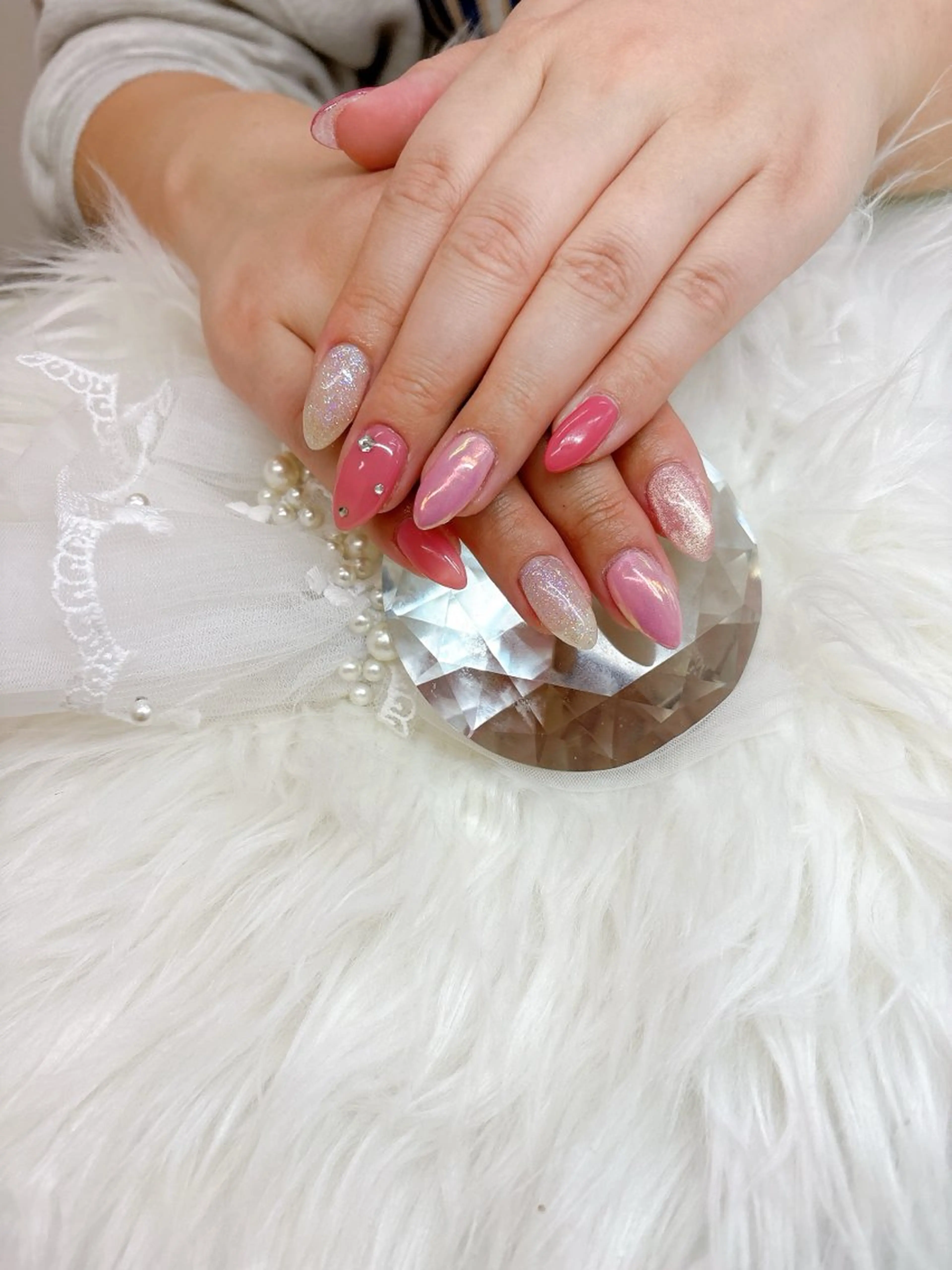 ネイル オーロラネイル フレンチネイル ジェルネイル 韓国ネイル マグネットネイル ハンドネイル Basic Kanonのネイルデザイン