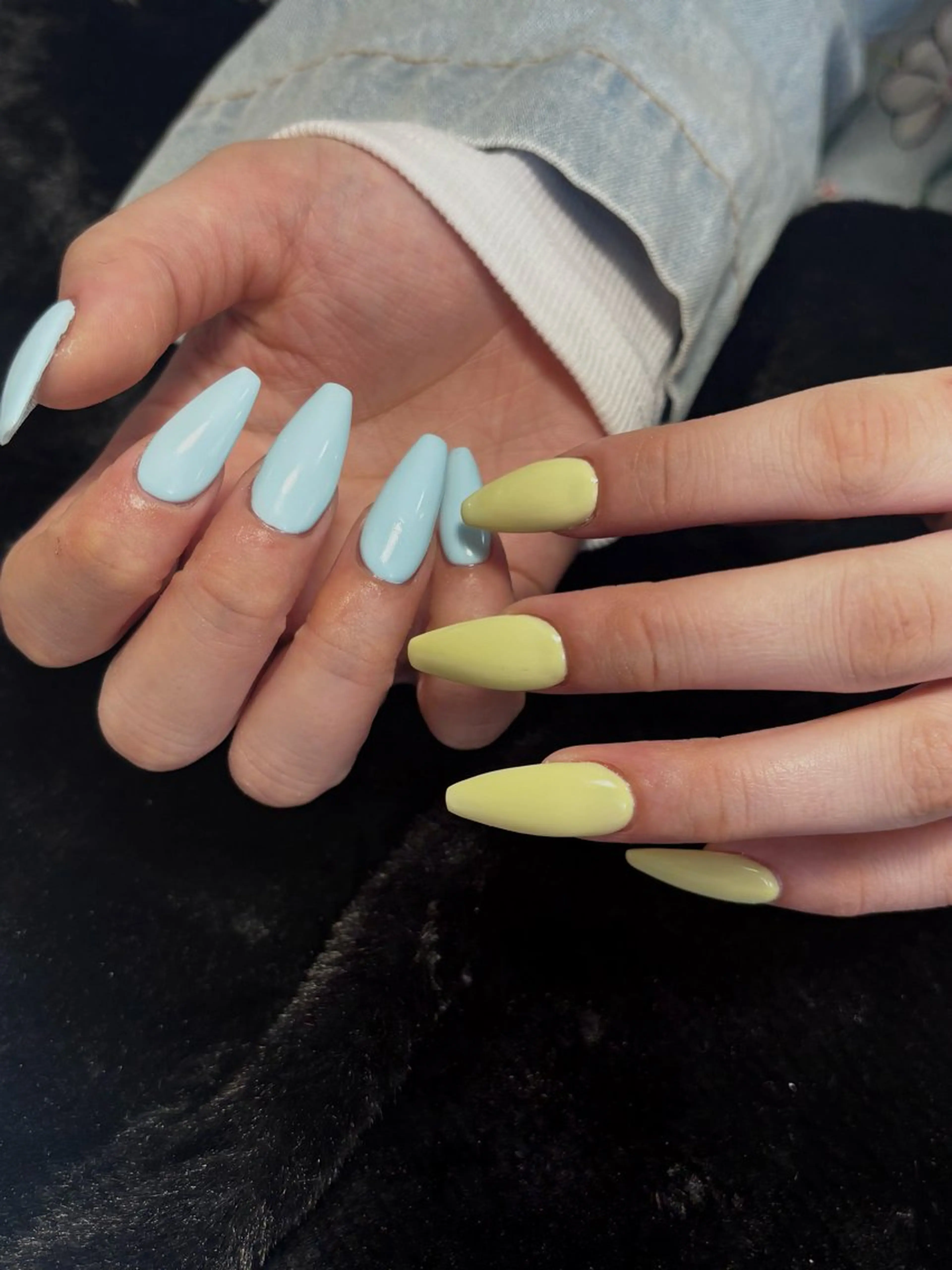 ネイル ブルー チークネイル 長さ出し フレンチネイル ハート る るのネイルデザイン